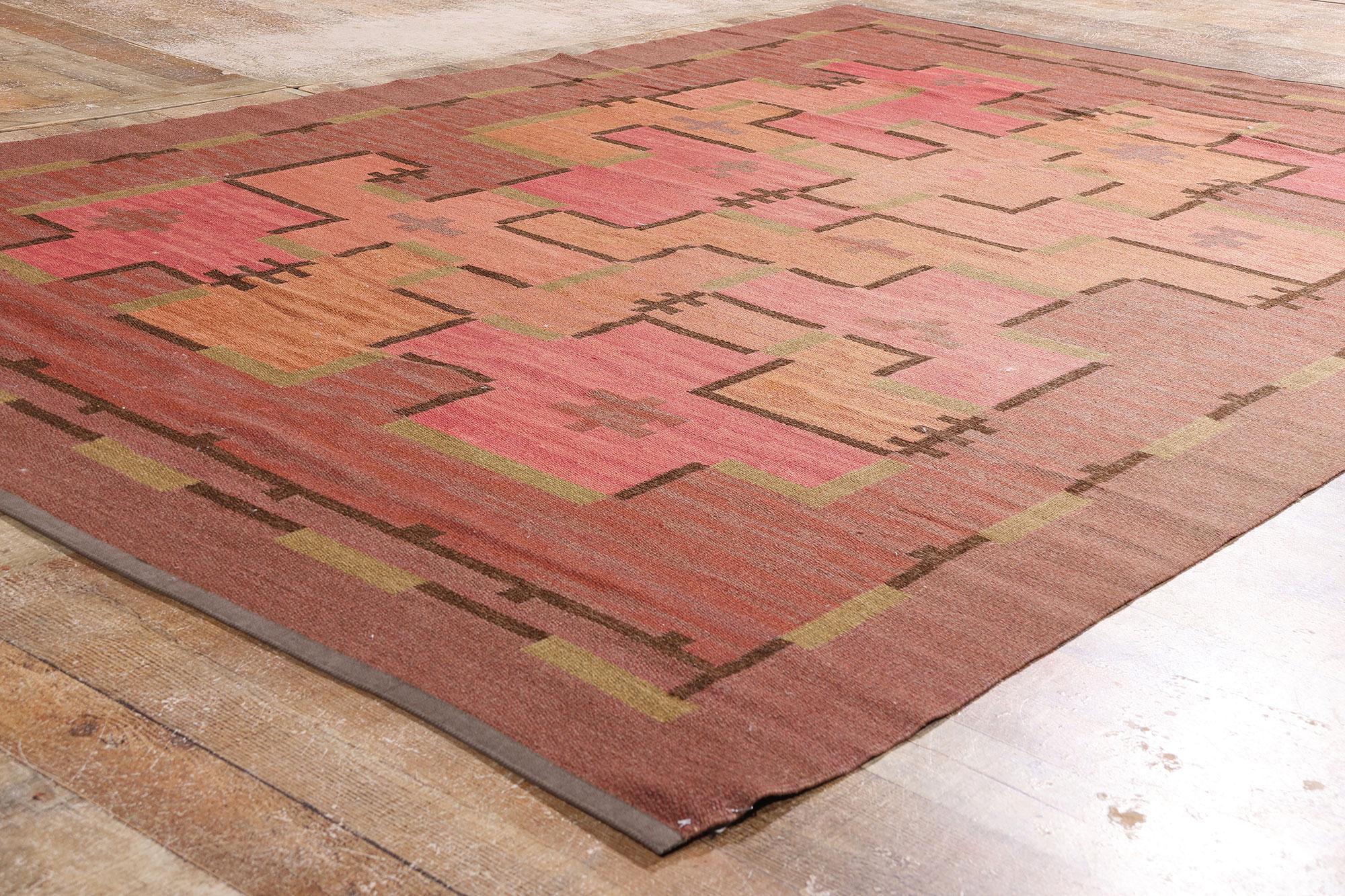 Scandinave moderne Tapis finlandais à tissage plat Art Déco Bauhaus Impi Sotavalta des années 1930 en vente
