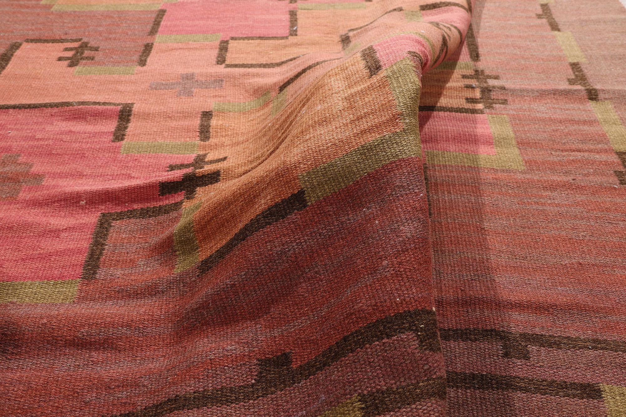 Finlandais Tapis finlandais à tissage plat Art Déco Bauhaus Impi Sotavalta des années 1930 en vente