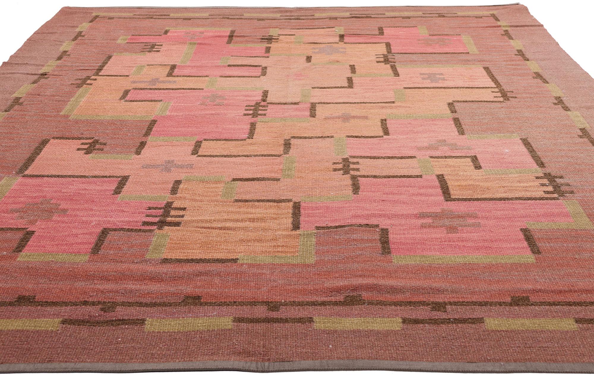 Tissé à la main Tapis finlandais à tissage plat Art Déco Bauhaus Impi Sotavalta des années 1930 en vente