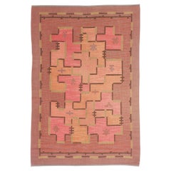 1930 Alfombra finlandesa de tejido plano Art Déco Bauhaus Impi Sotavalta