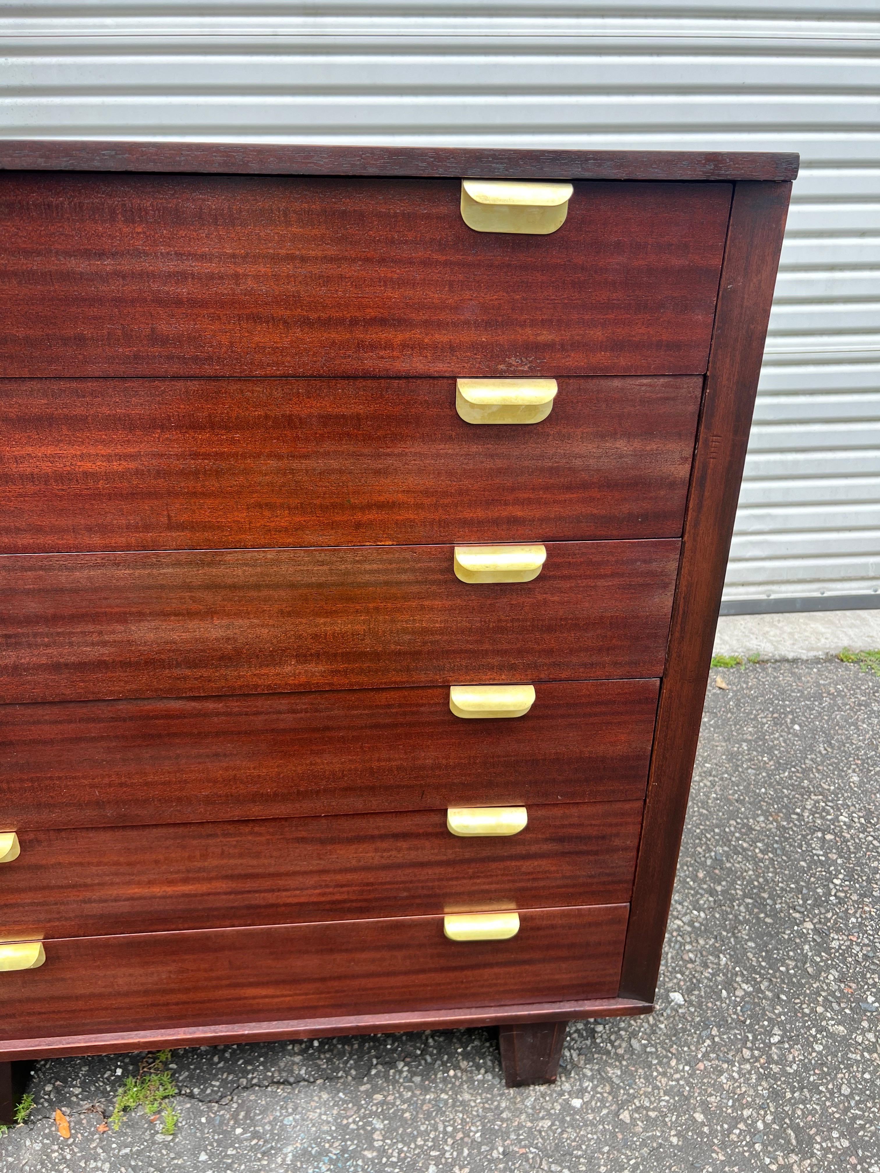 1930s Art Deco/Bauhaus Mahogany and Brass Highboy on Canted Legs 9