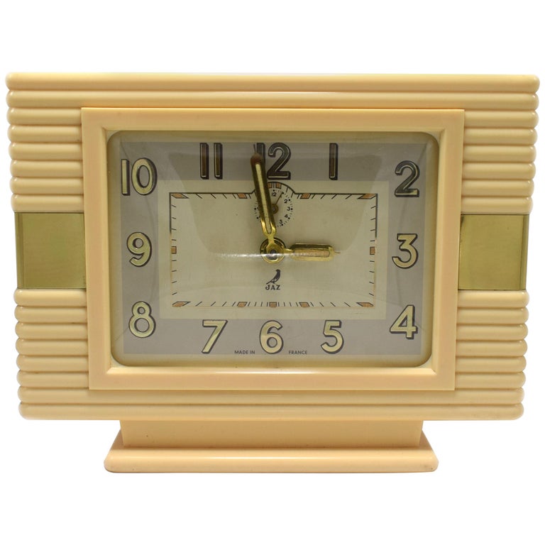 1930s Art Deco Beautiful French Bakelite Clock by JAZ For Sale at 1stdibs