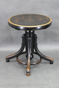 1930s Art Deco Bentwood Adjustable Piano Stool from Czechoslovakia, Thonet Style