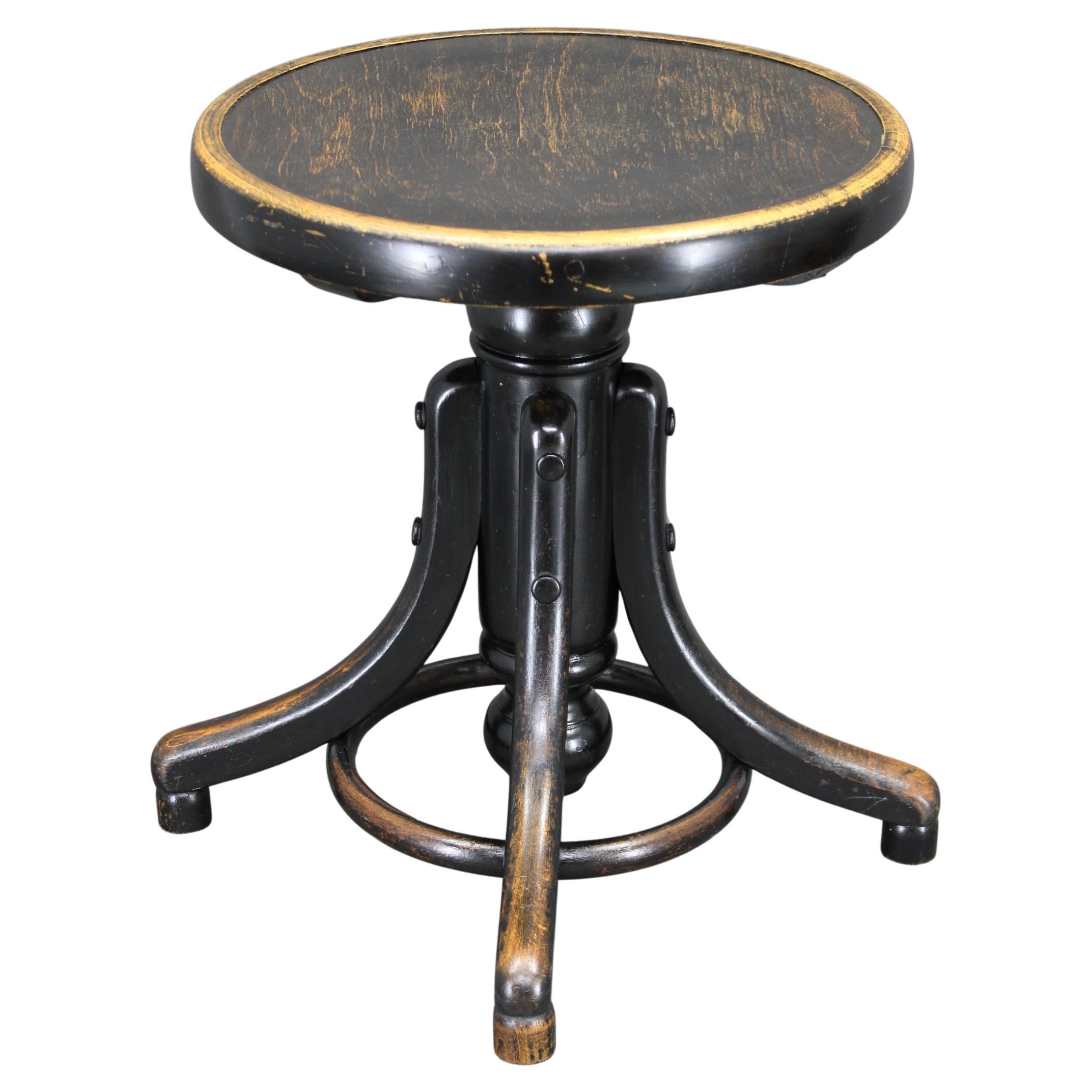 1930s Art Deco Bentwood Adjustable Piano Stool from Czechoslovakia, Thonet Style