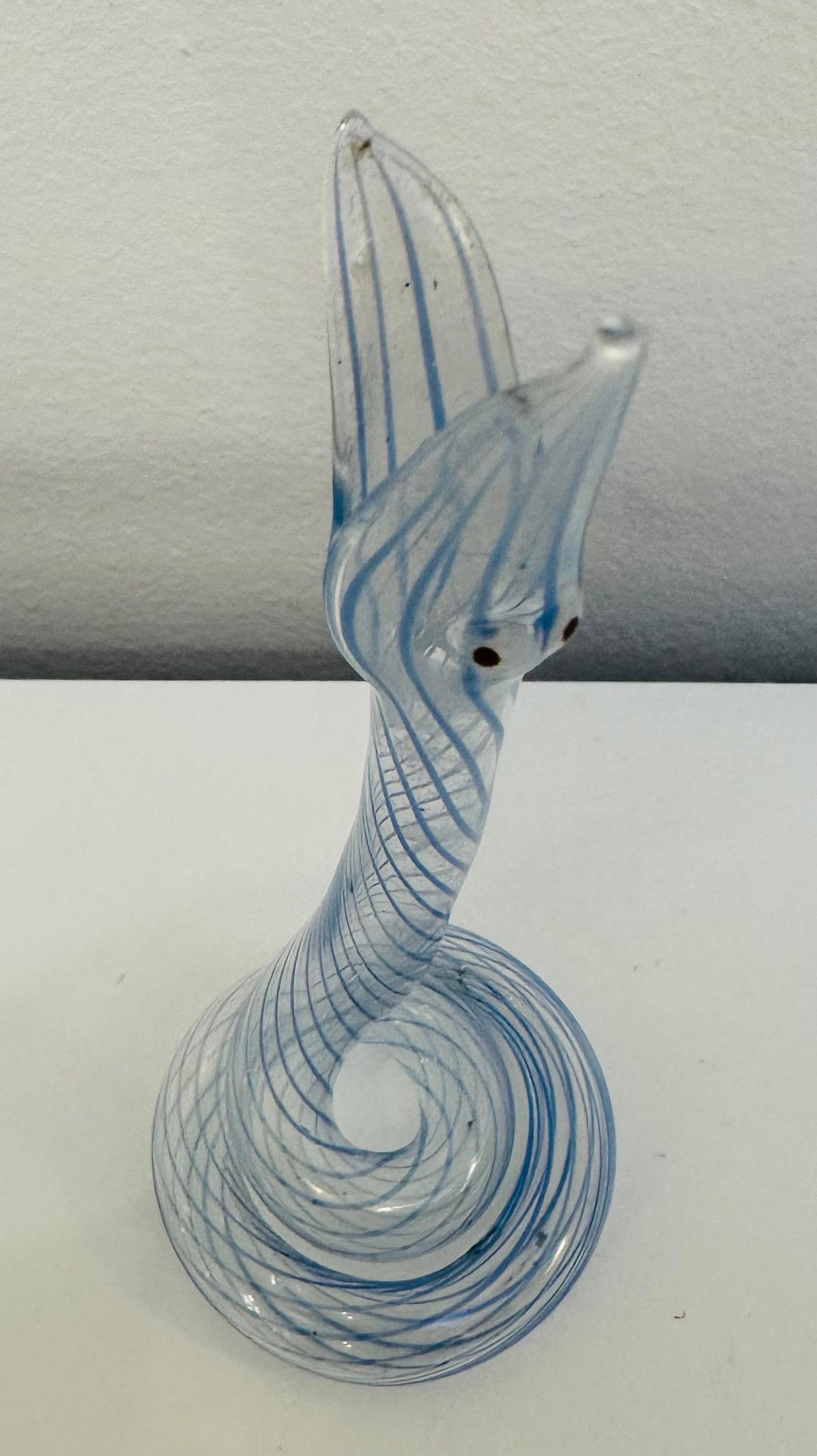 Bimini- oder Lauscha-Vase aus blassblau gestreiftem Schlangenglas im Art déco-Stil, 1930er Jahre 9