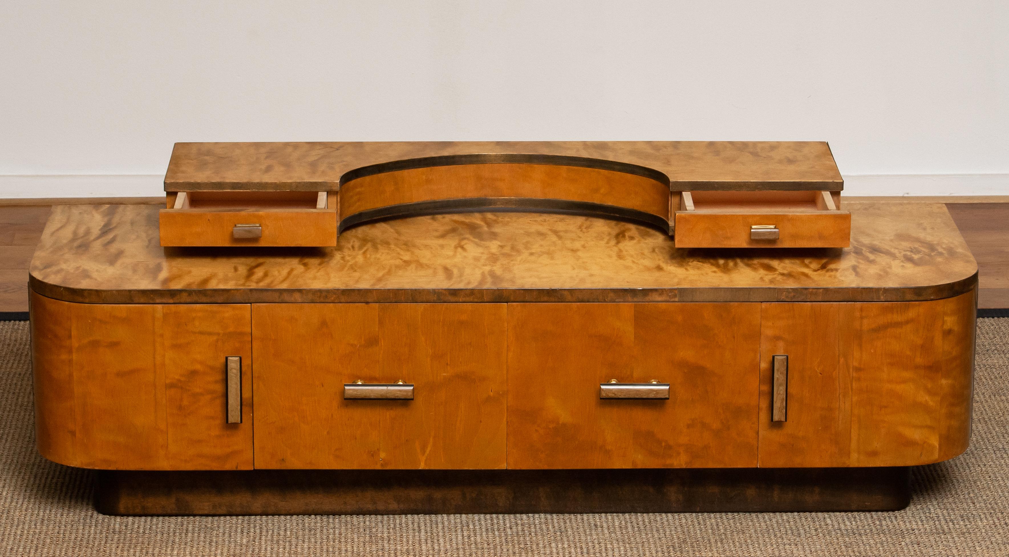 Norwegian 1930s, Art Deco Birch Vanity or Low Board Attributed to Eliel Saarinen, Norway