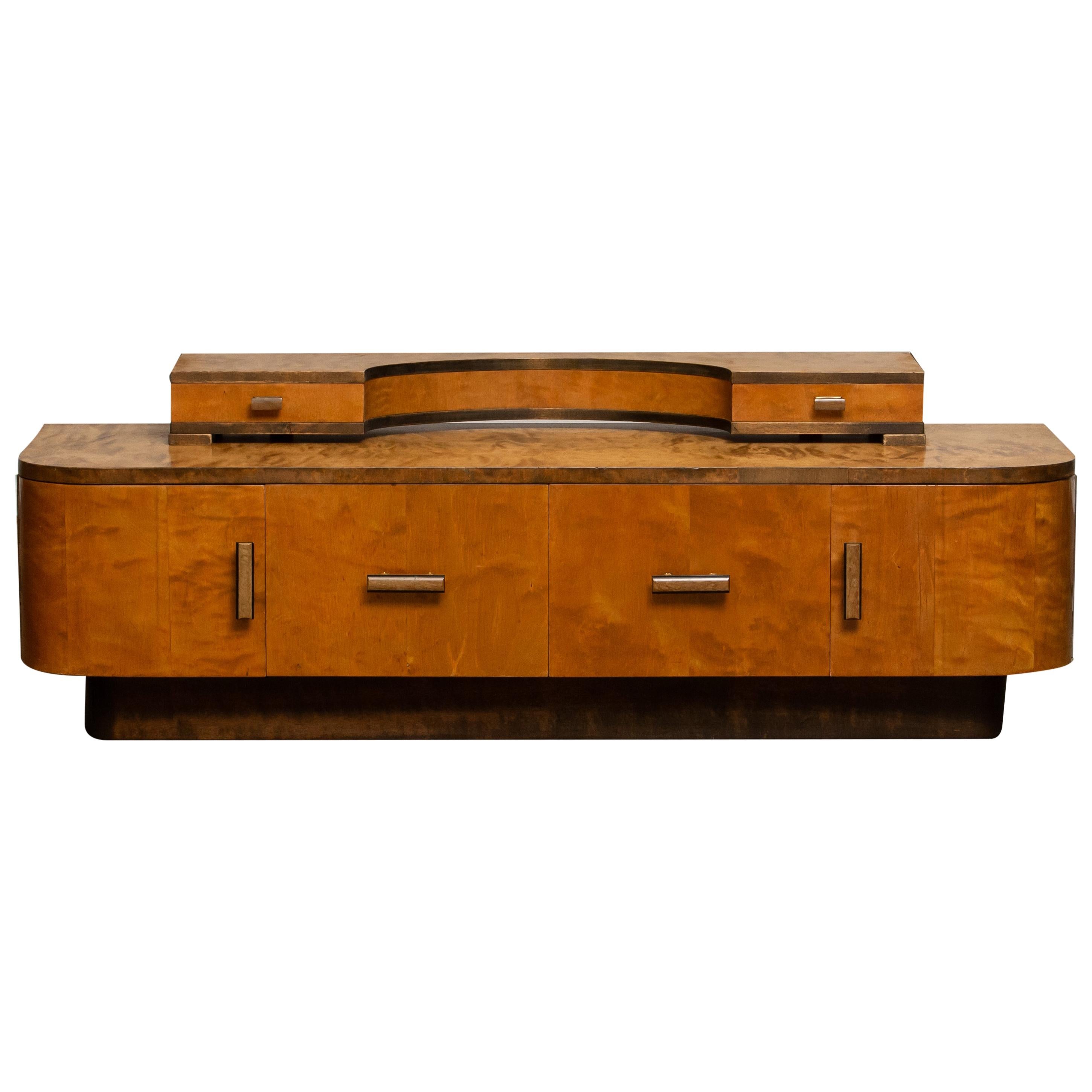 1930s, Art Deco Birch Vanity or Low Board Attributed to Eliel Saarinen, Norway In Good Condition In Silvolde, Gelderland