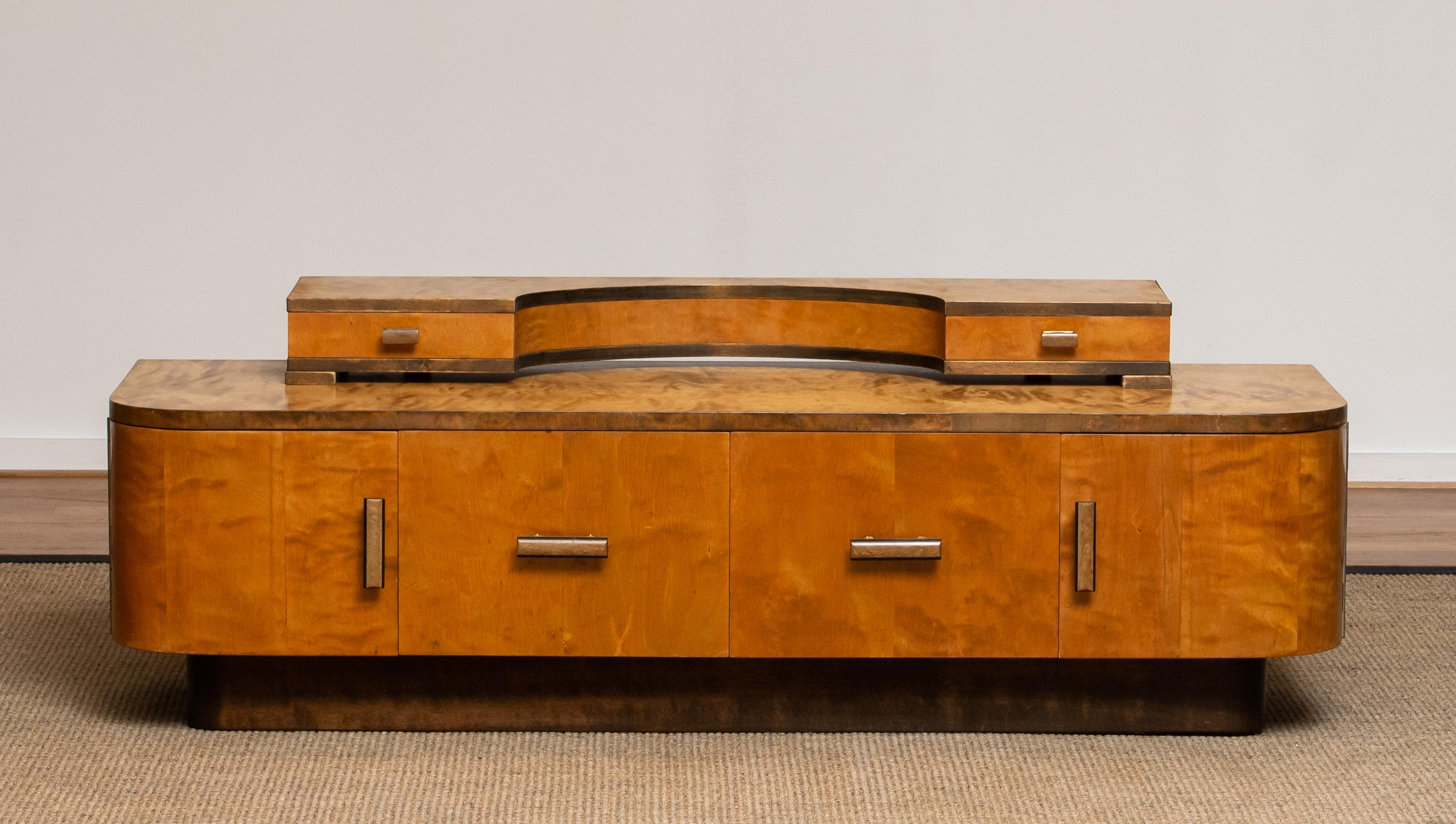 Mid-20th Century 1930s, Art Deco Birch Vanity or Low Board Attributed to Eliel Saarinen, Norway