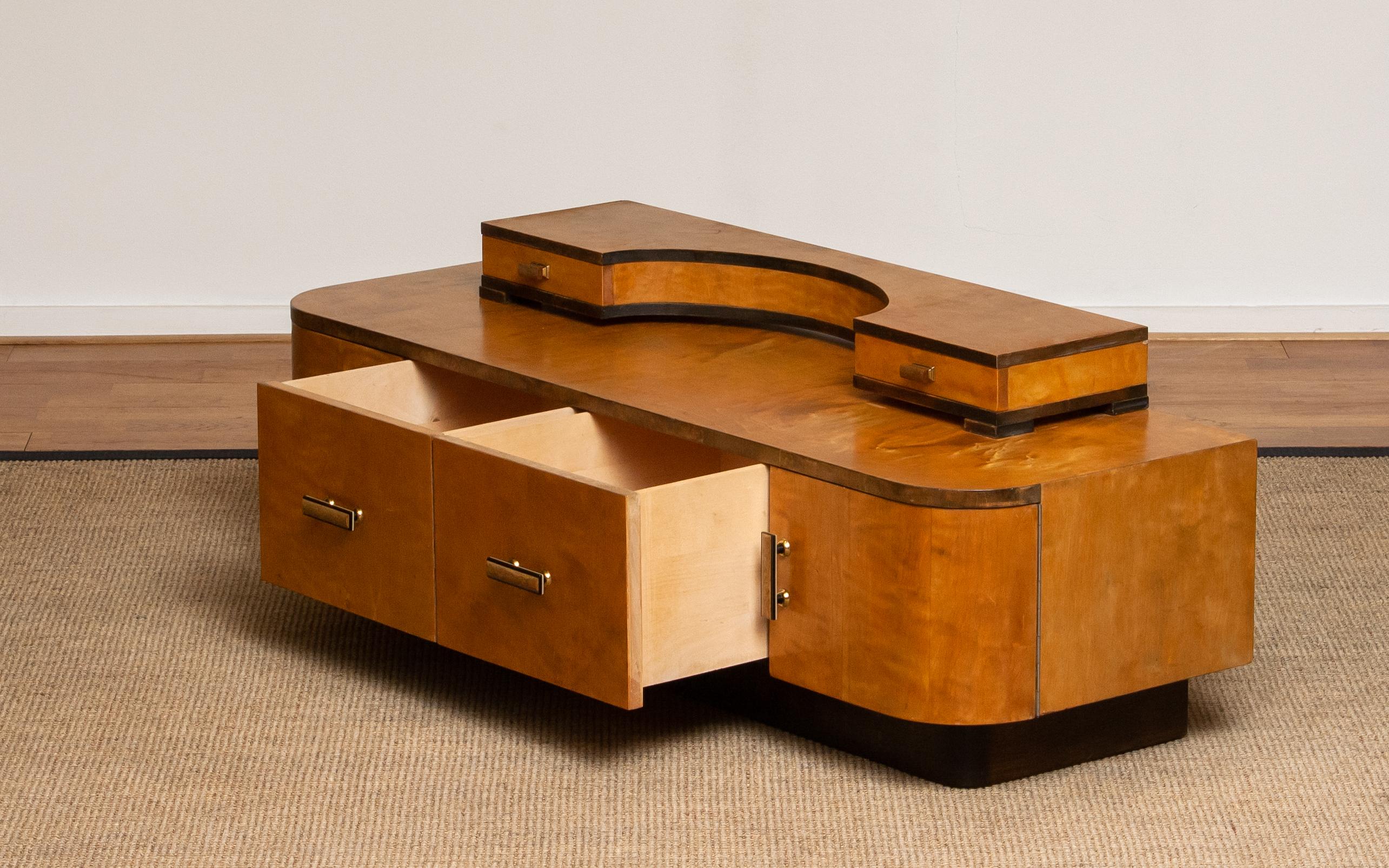 Mid-20th Century 1930s, Art Deco Birch Vanity or Low Board Attributed to Eliel Saarinen, Norway