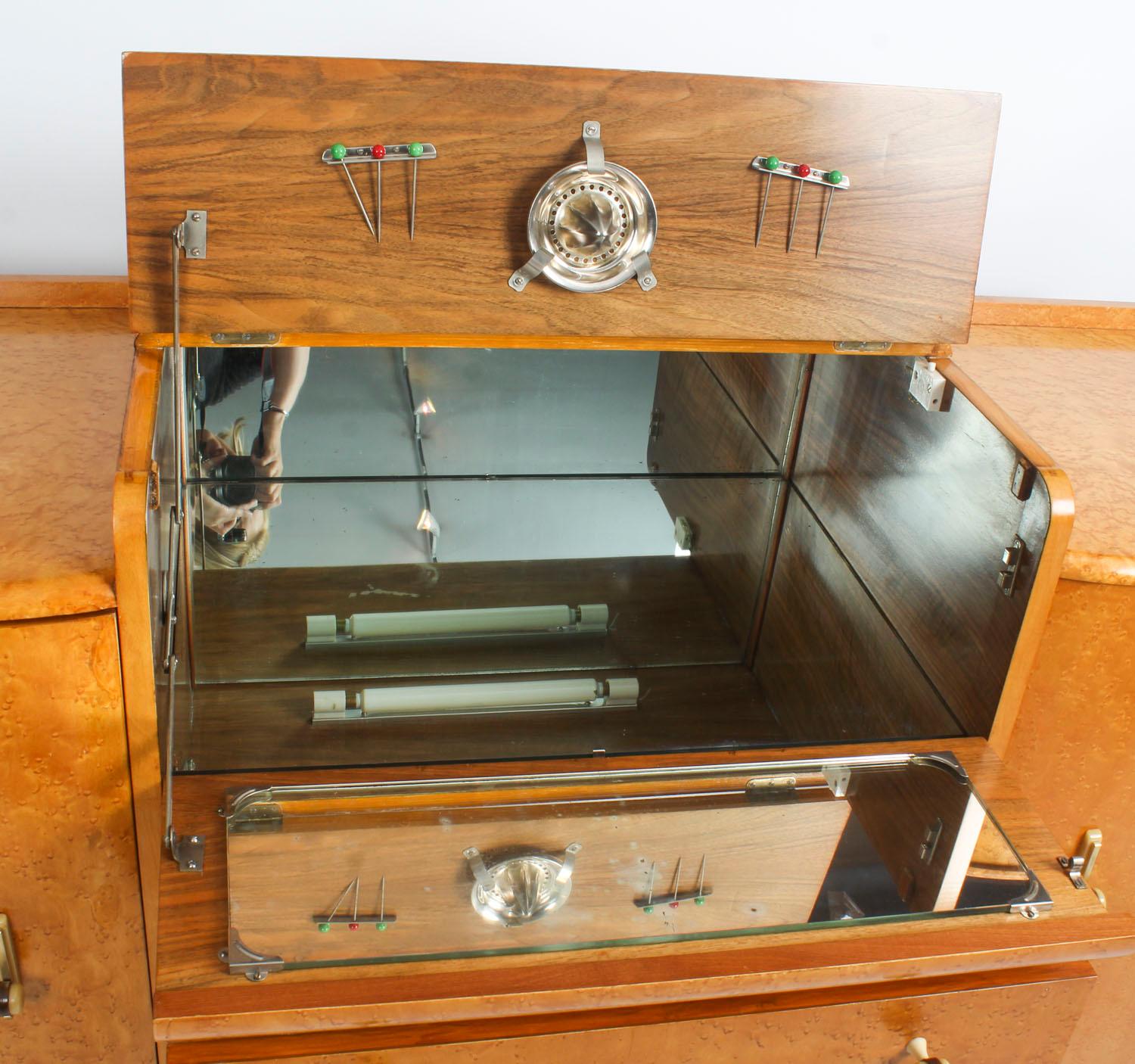 1930s Art Deco Bird's Eye Maple Cocktail Dry Bar 7