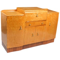 1930er Art Deco Vogelaugenahorn Cocktail Dry Bar