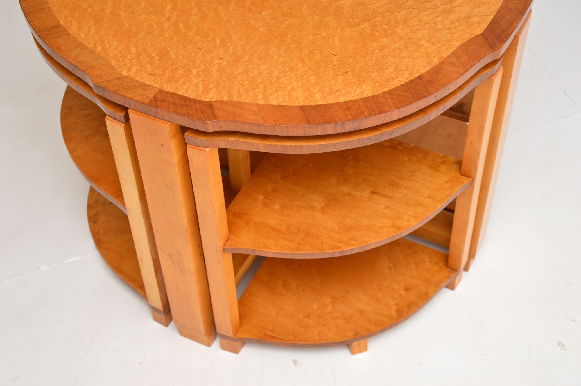 1930's Art Deco Birds Eye Maple Nesting Coffee Table 2