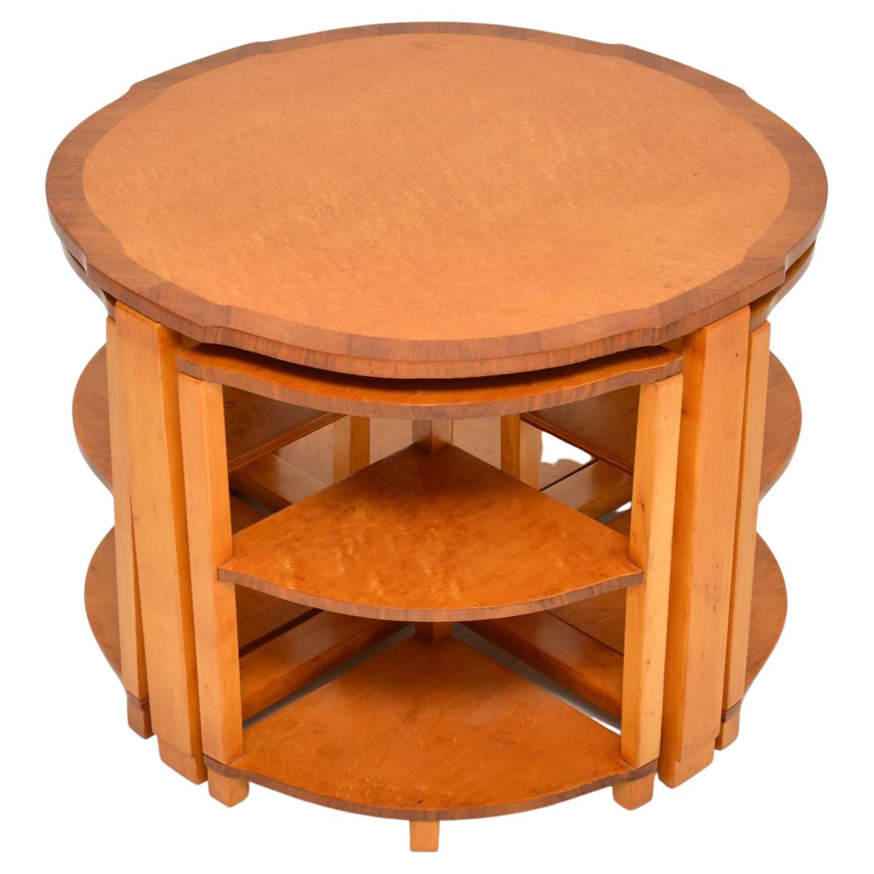 1930's Art Deco Birds Eye Maple Nesting Coffee Table