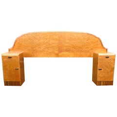 1930s Art Deco Bird's-Eye Maple Odeon Double Bed