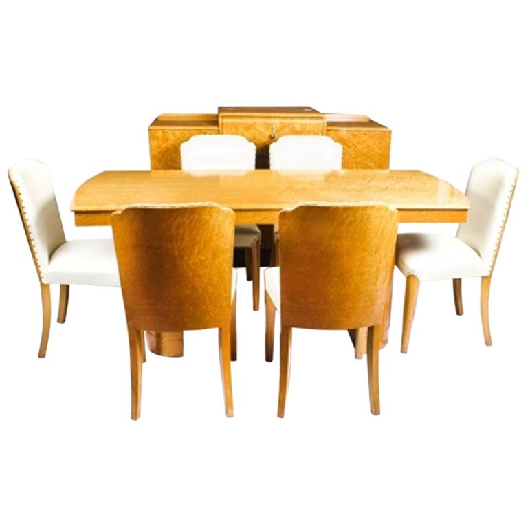 1930s Art Deco Birdseye Maple Dining Suite