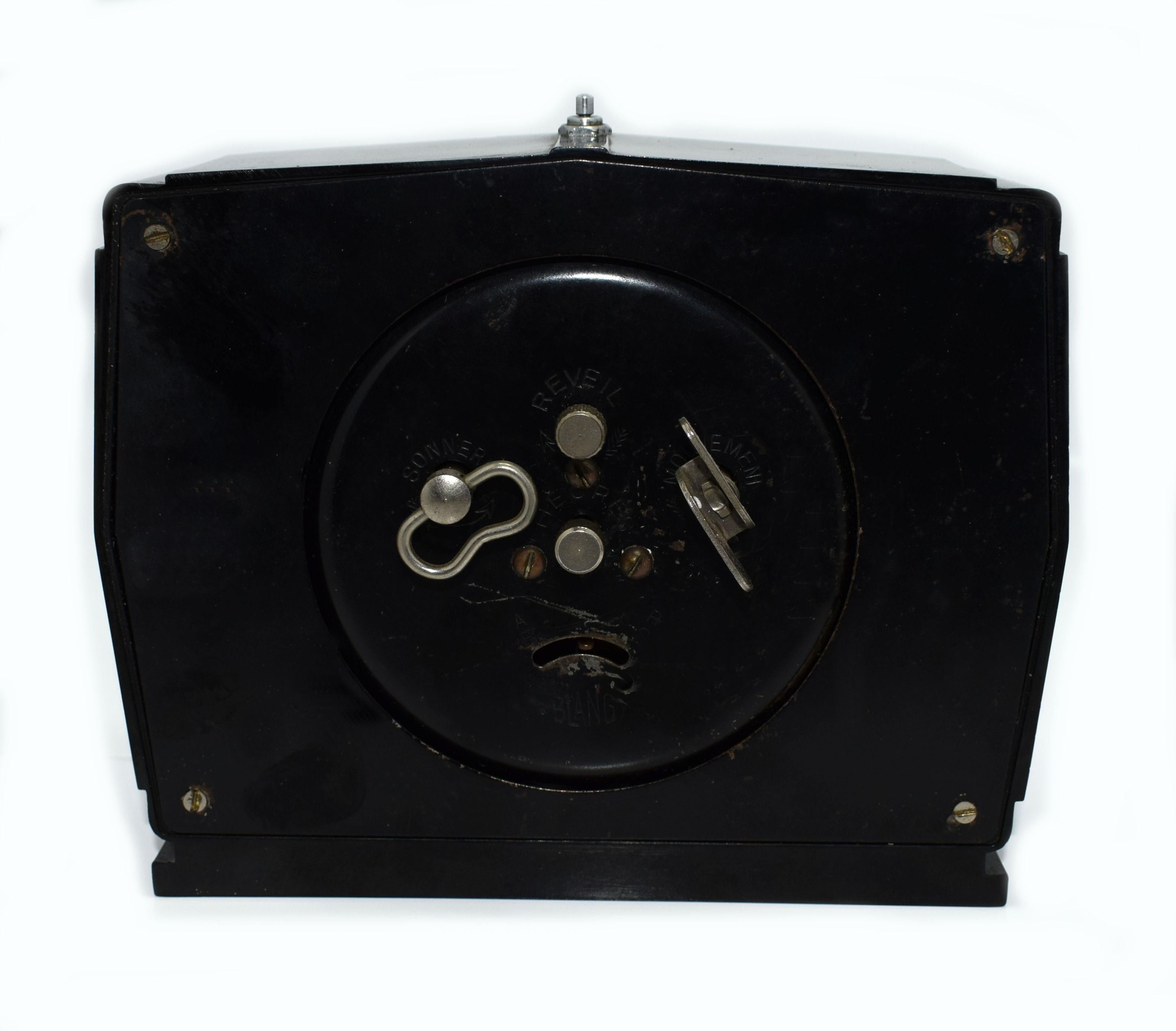 1930s Art Deco Black Bakelite Clock By Blangy 1