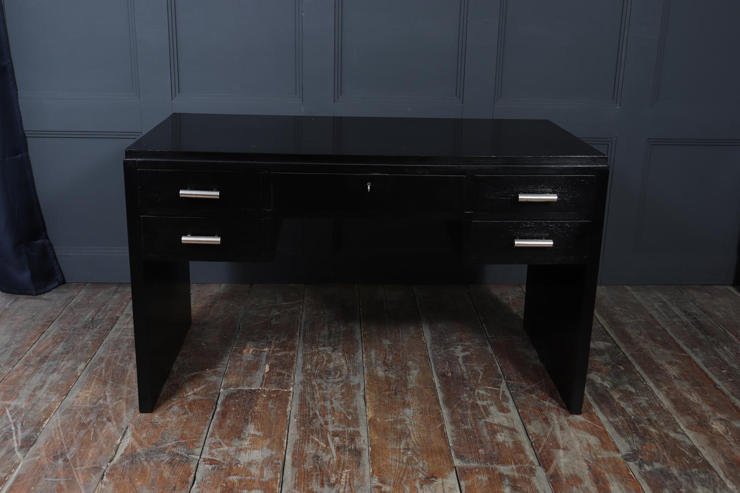 1930er Art Deco Schwarzer Ebonisierter Schreibtisch im Zustand „Gut“ im Angebot in Paddock Wood Tonbridge, GB