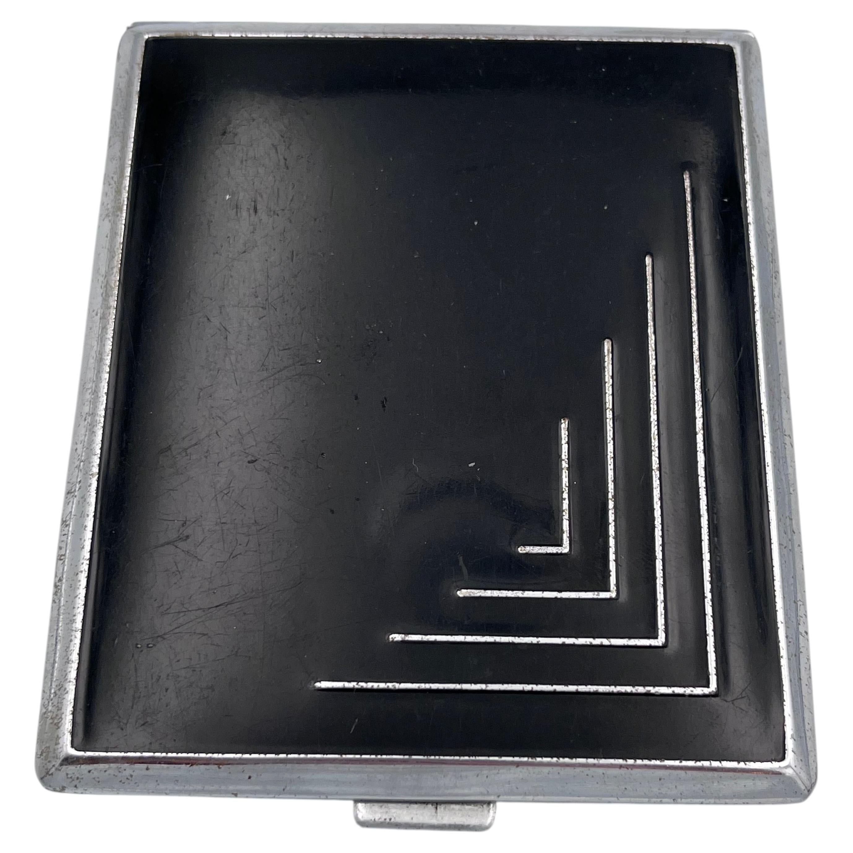 1930's Art Deco Black Enamel Evan's Cigarette Case