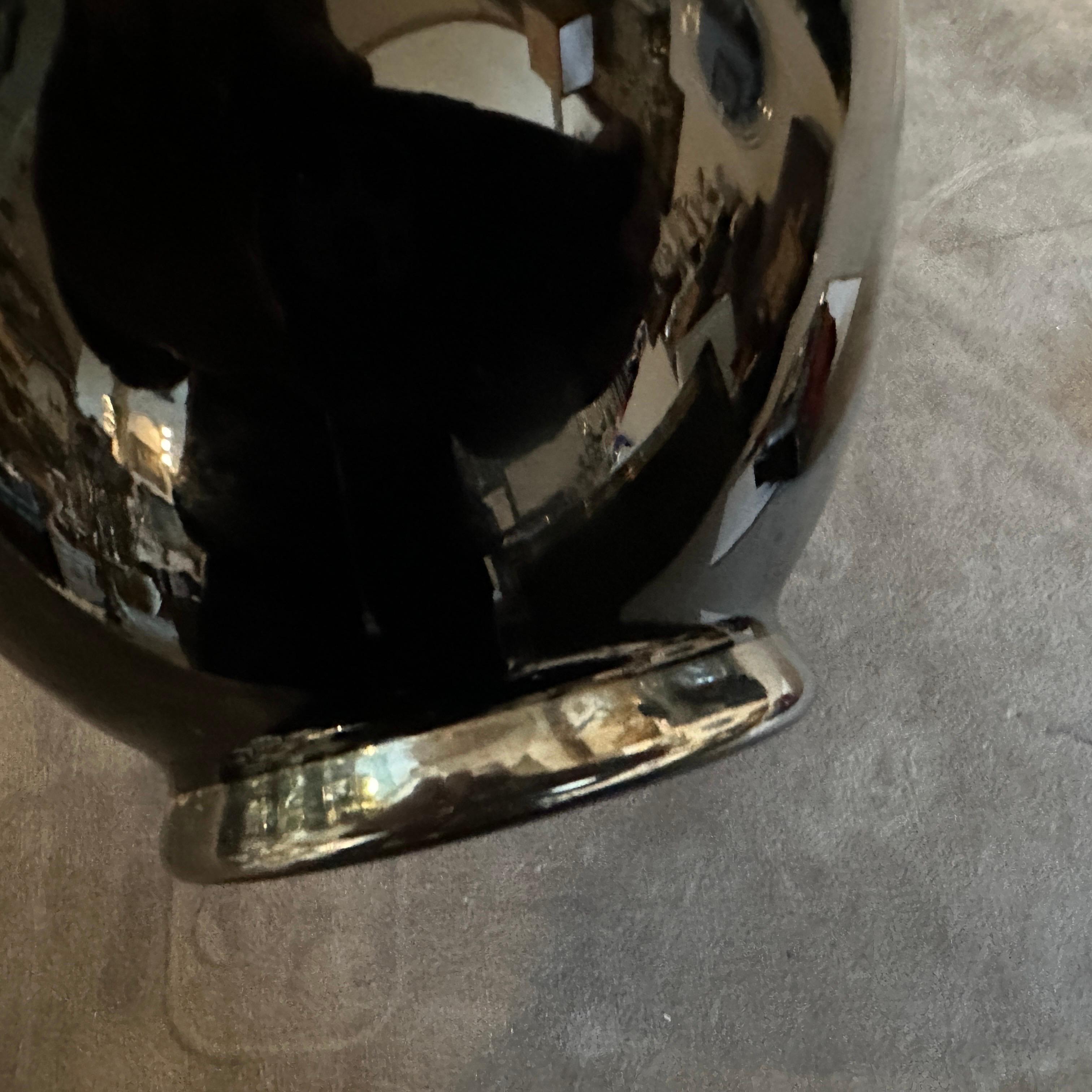 Vaso francese in vetro nero, argento e rosa Art Deco anni '30 in vendita 1