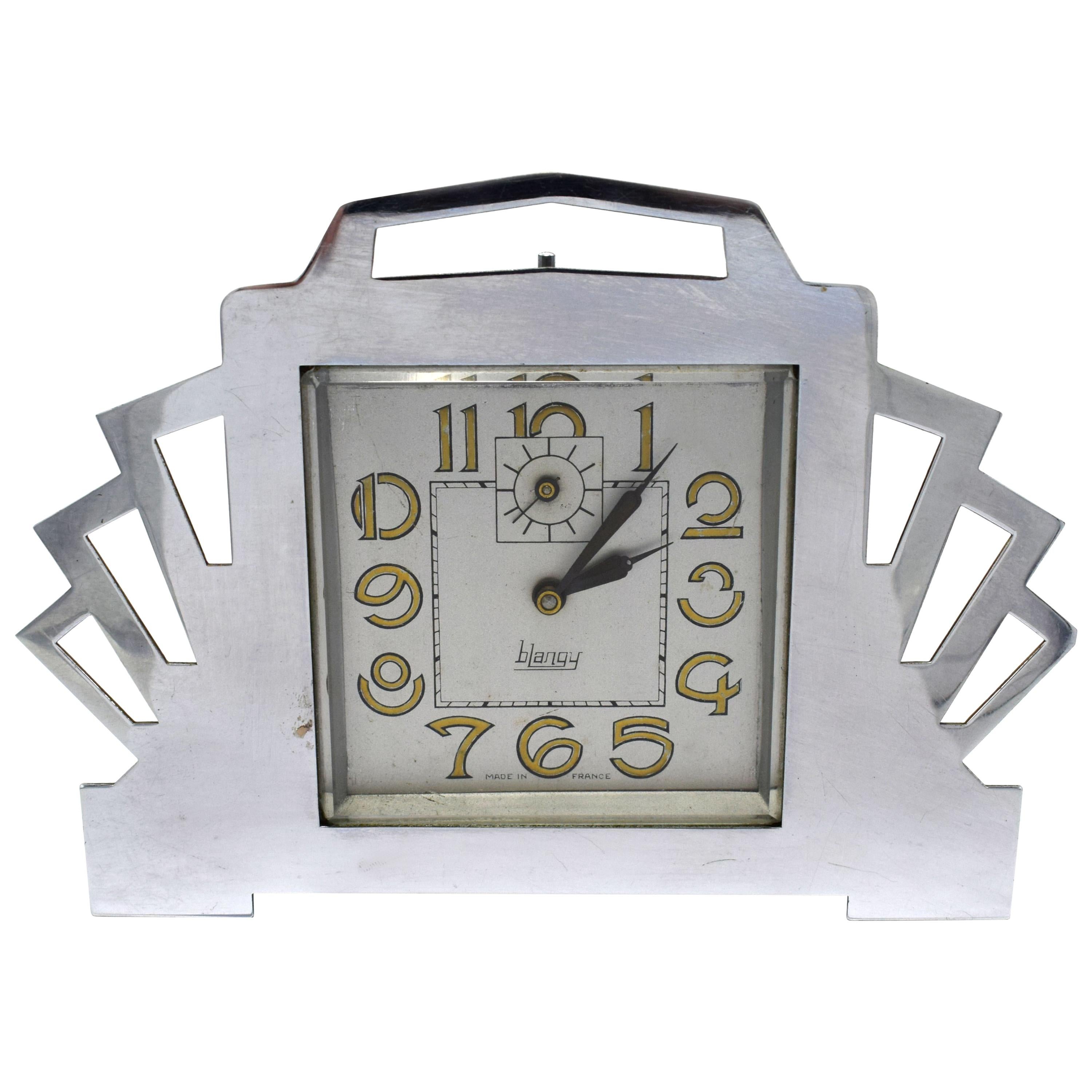 1930s Art Deco Blangy Chrome Desk Clock