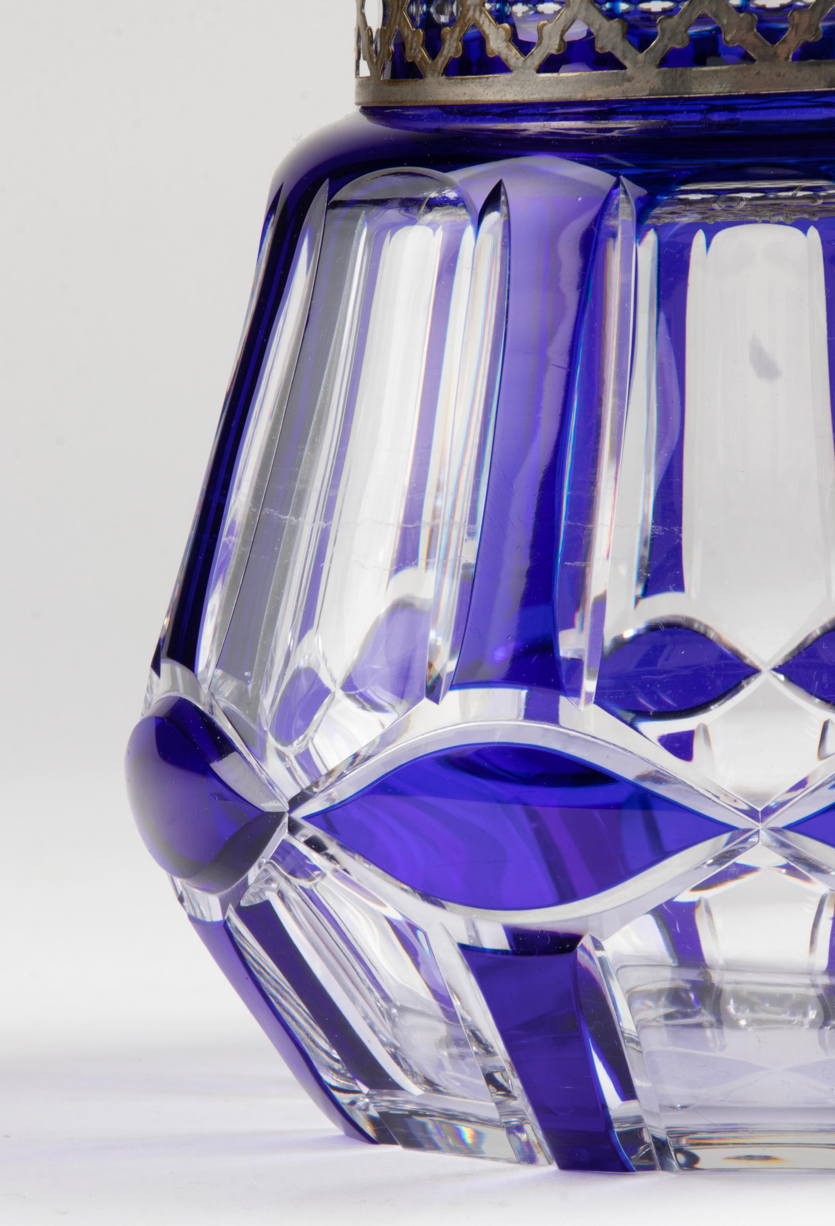 Belgian 1930's Art Deco Blue Crystal Vase 'Pick-Fleur' Made by Val Saint Lambert For Sale