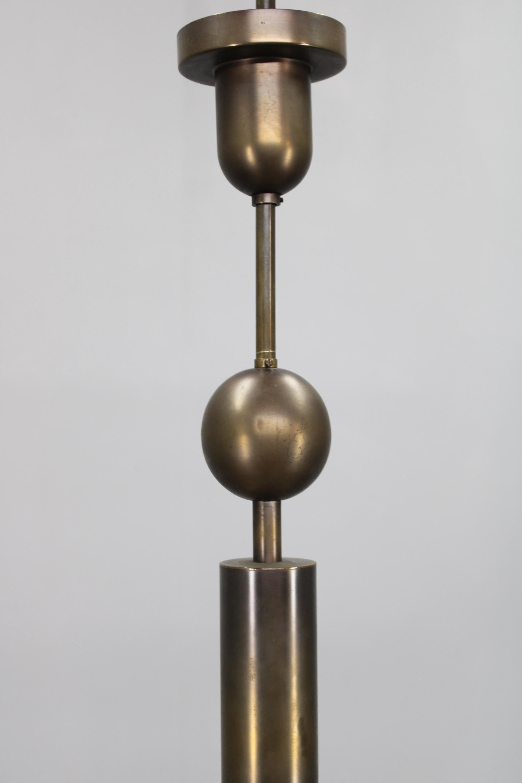 Metà XX secolo Lampadario in ottone Art Deco degli anni '30, Cecoslovacchia in vendita