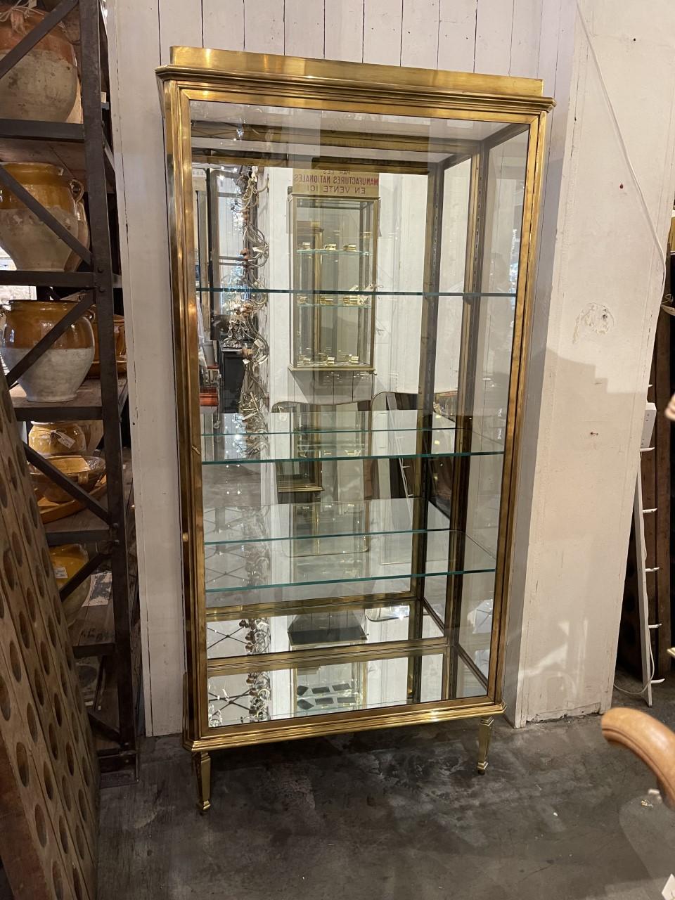 antique brass display cabinet