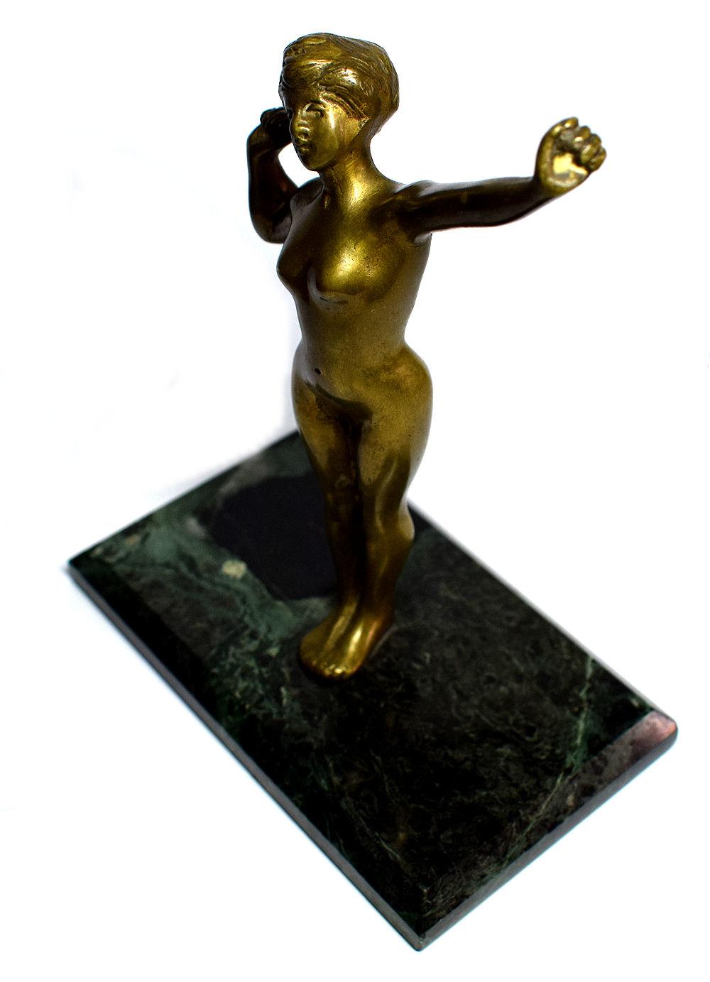 European 1930s Art Deco Brass Female Figure