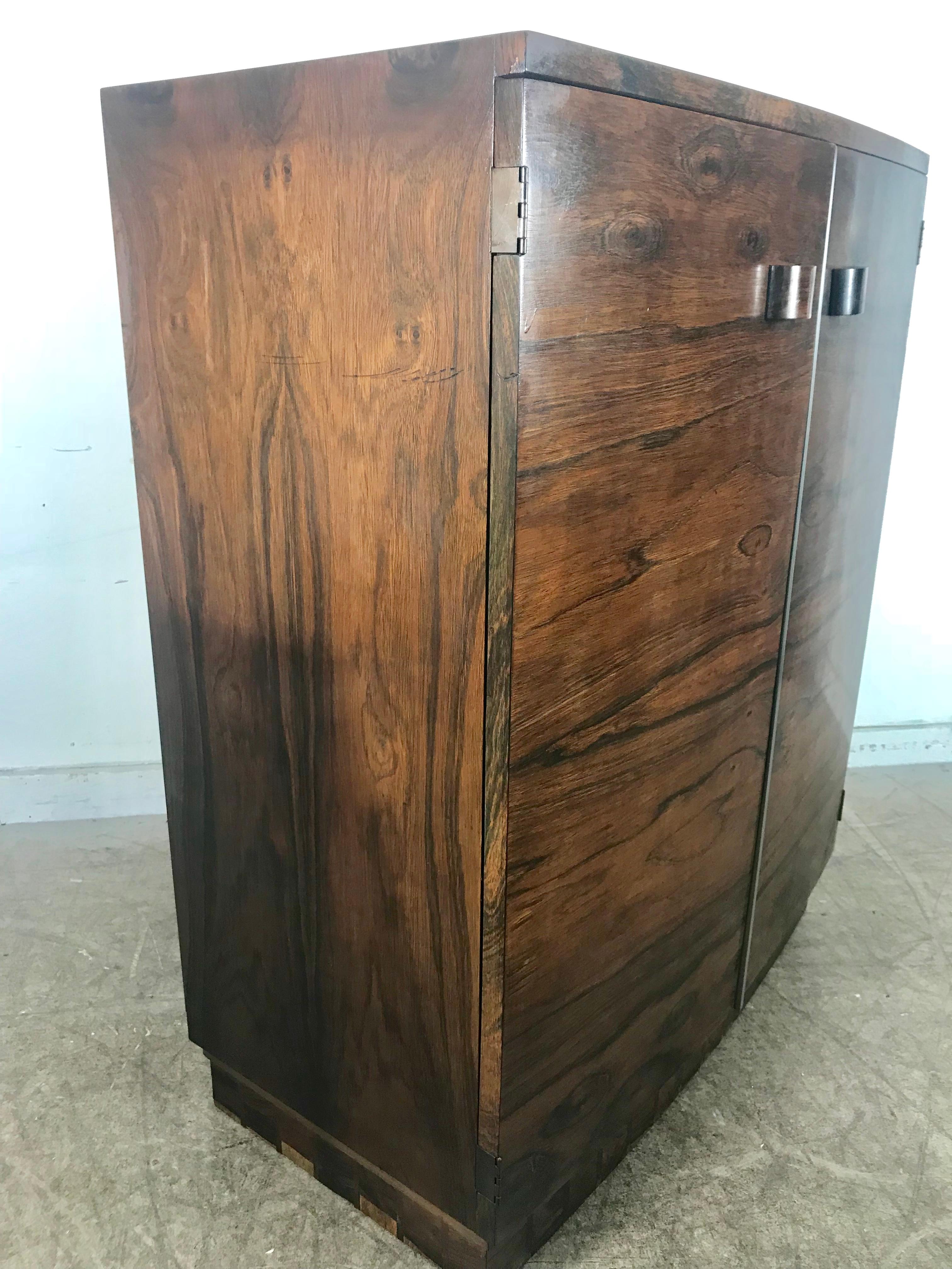 Nickel 1930s Art Deco Brazilian Rosewood Chest Designed by Gilbert Rohde For Sale