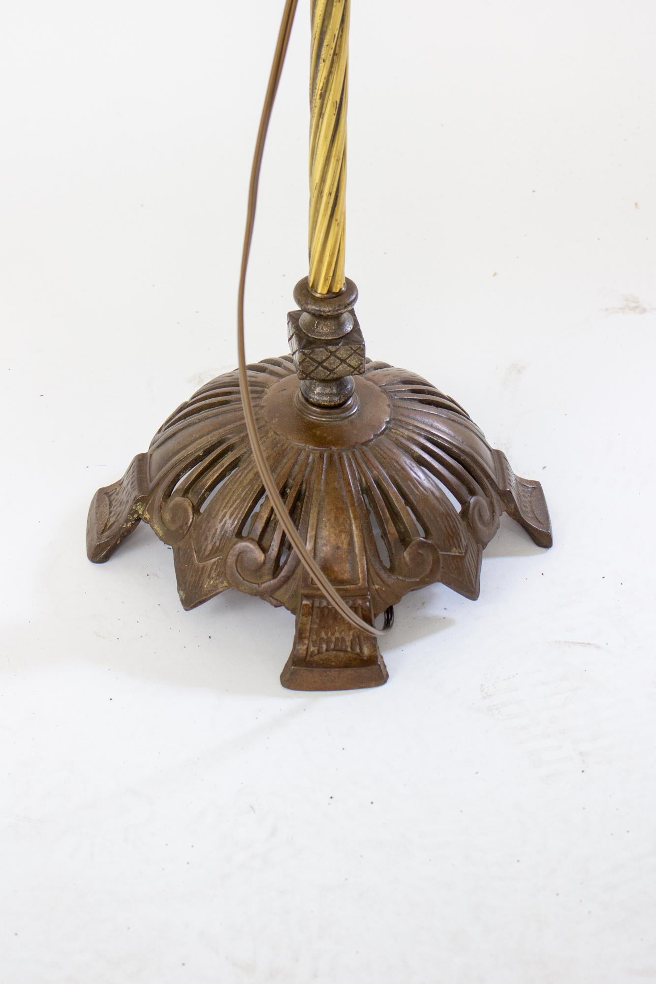 1930's Art Deco Bridge Lamp with Glass Accents In Good Condition For Sale In Canton, MA
