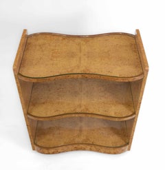 1930’s Art Deco Burr Maple Etagere Drinks Trolley Attributed to H&L Epstein