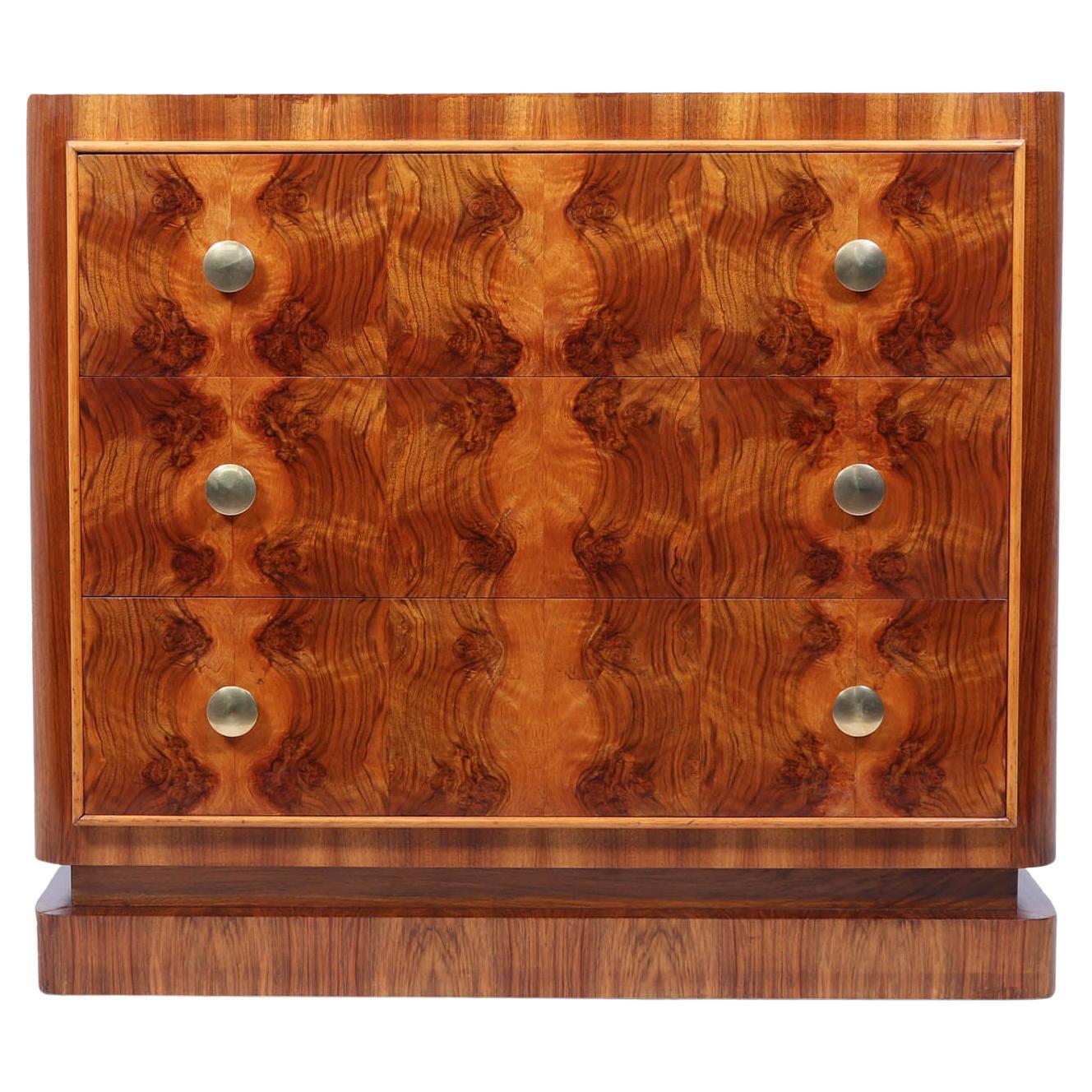 1930s Art Deco Burr Walnut Chest of Drawers