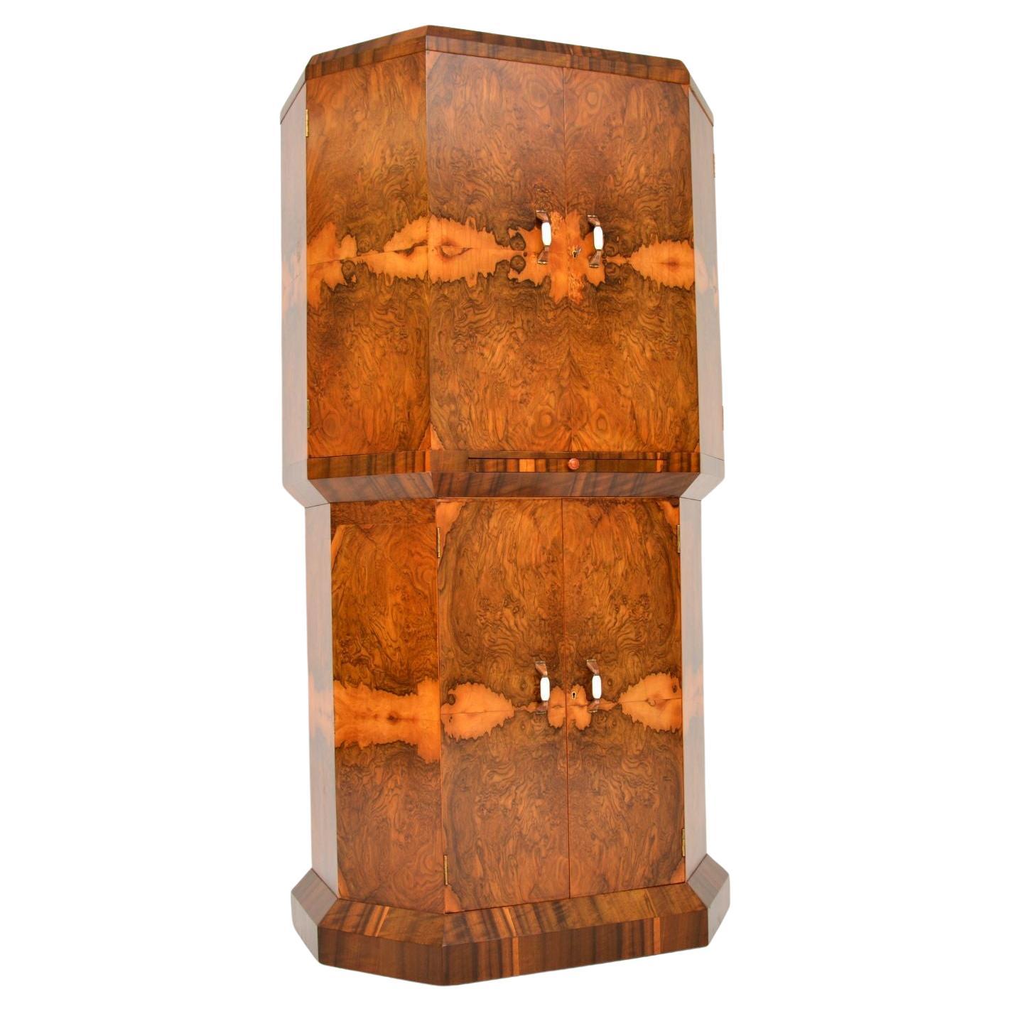 Mobile da cocktail in radica di noce Art Deco del 1930