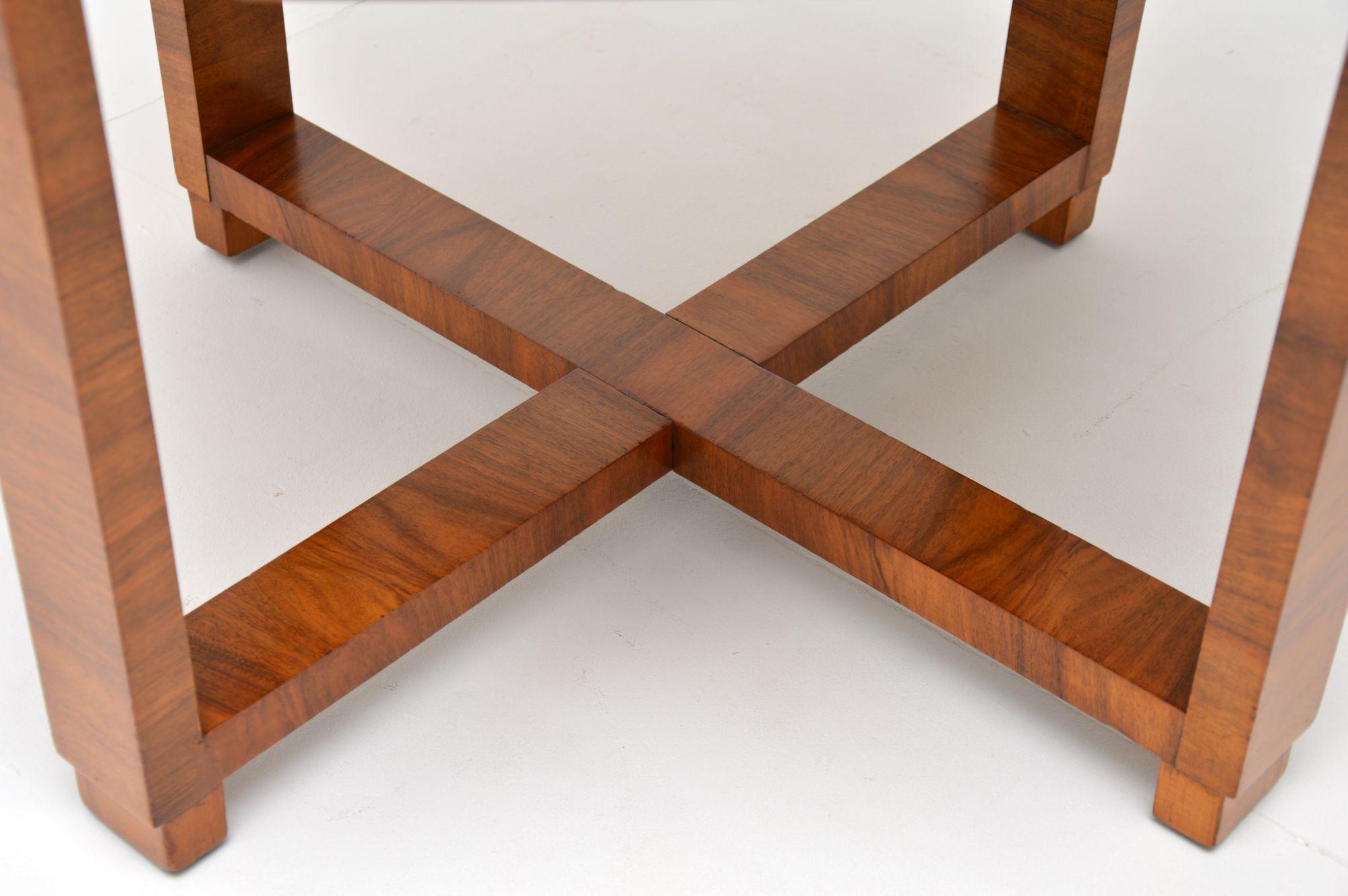 1930's Art Deco Burr Walnut Octagonal Coffee Table 3