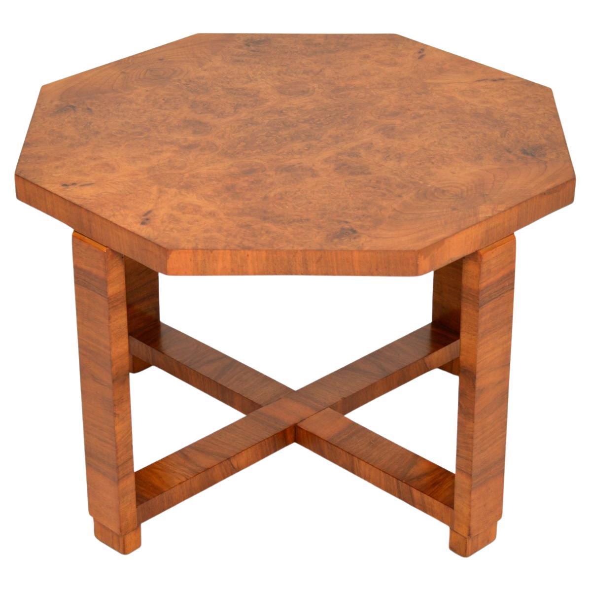 1930's Art Deco Burr Walnut Octagonal Coffee Table