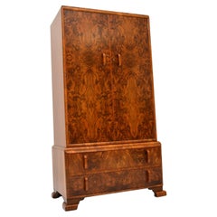 1930’s Art Deco Burr Walnut Tallboy Wardrobe