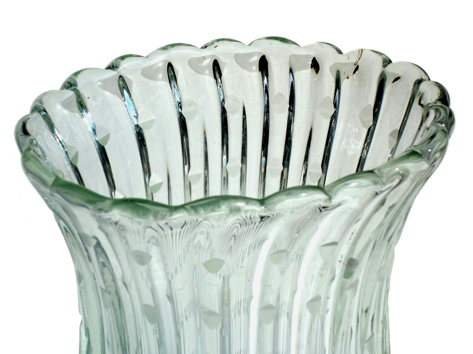 Italian 1930s Art Deco by Barovier Murano Glass Vase