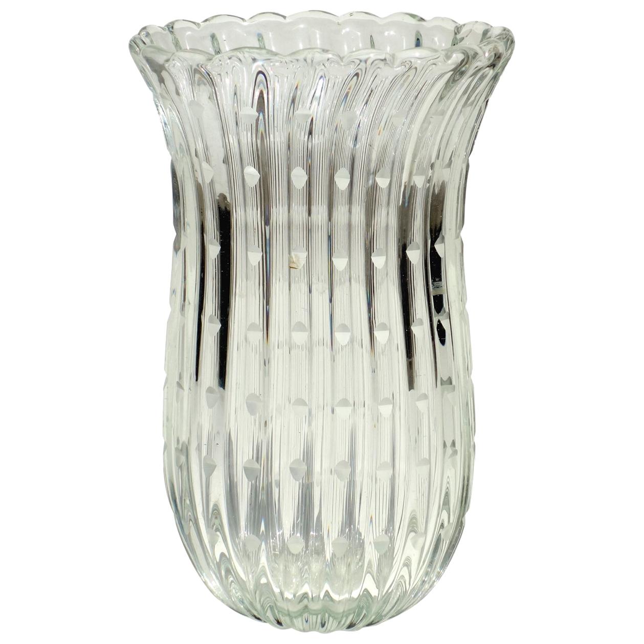 1930s Art Deco by Barovier Murano Glass Vase