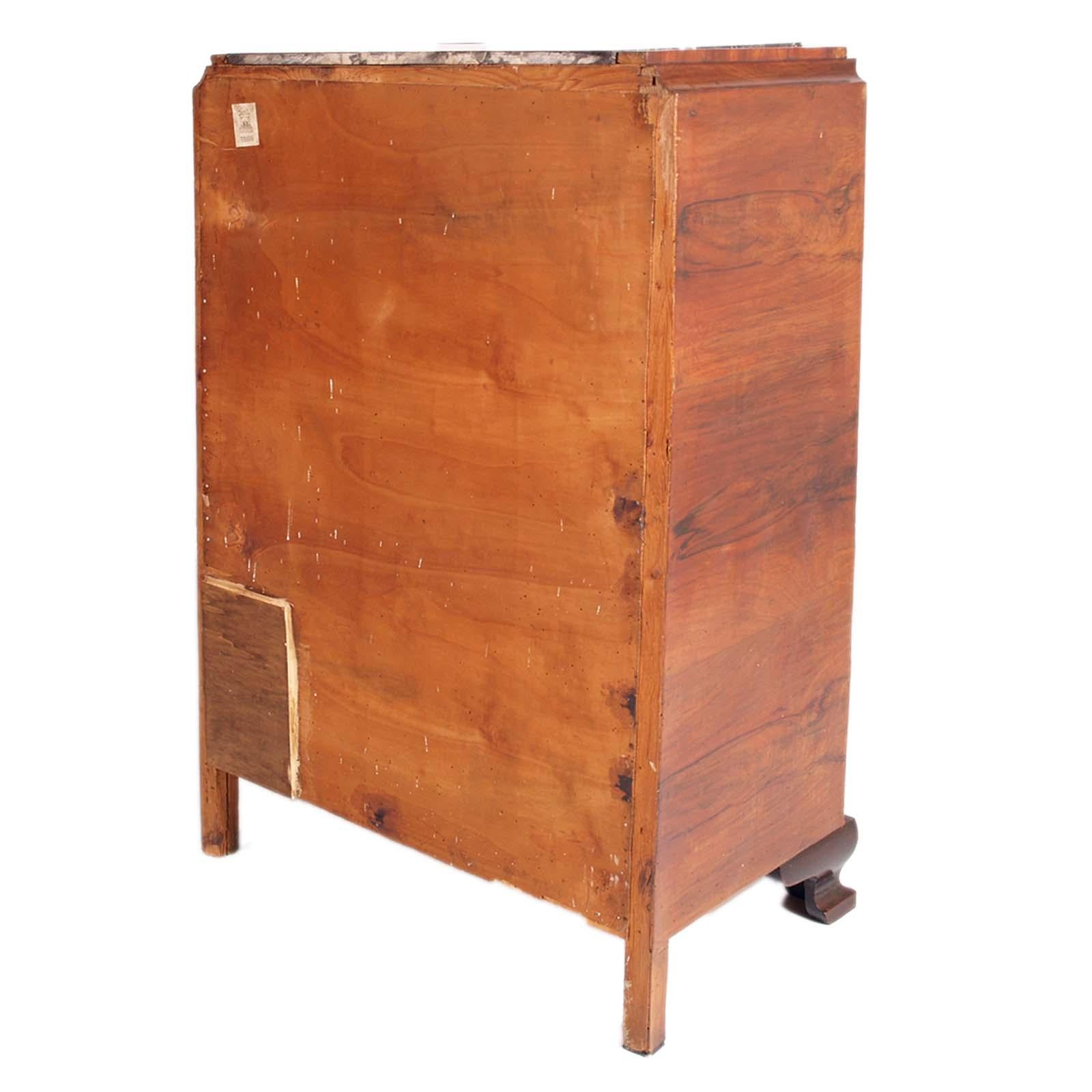 1930s Art Deco Cabinet Dresser in Burl Walnut by Crafts Cantu For Sale 6