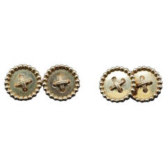 1930s Art Deco CARTIER 18K Yellow Gold Cufflinks with X pattern