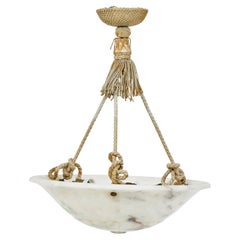 1930’s Art Deco carved alabaster ceiling light