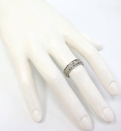 1930s Art Deco Carved Diamond Heart Eternity Wedding Band / Platinum