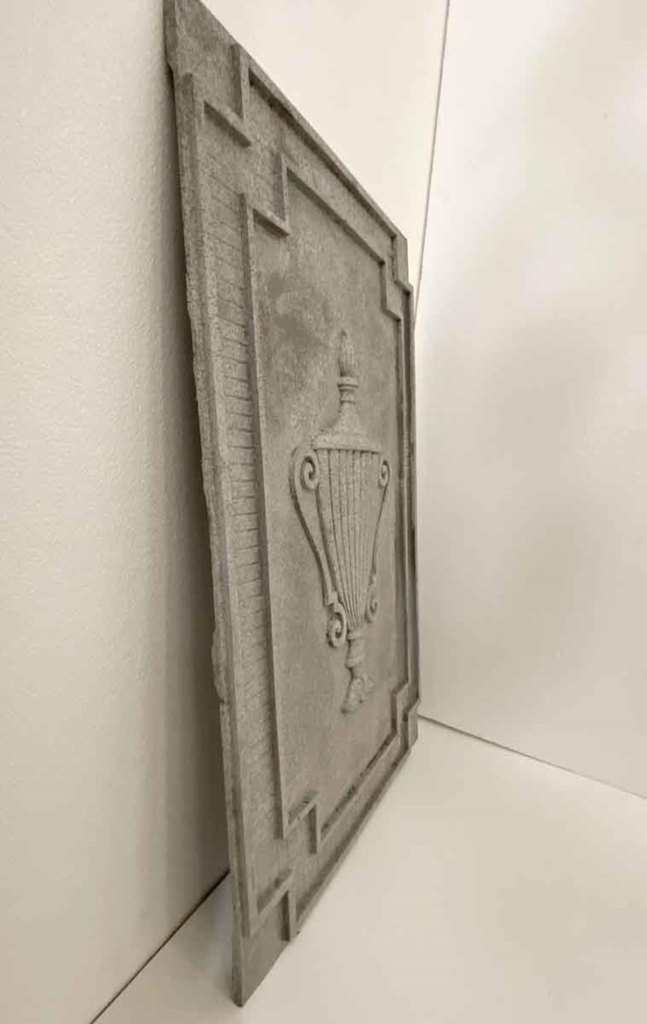 American 1930s Art Deco Cast Aluminum Urn Plaque Wall Panel from a NYC Building Facade For Sale