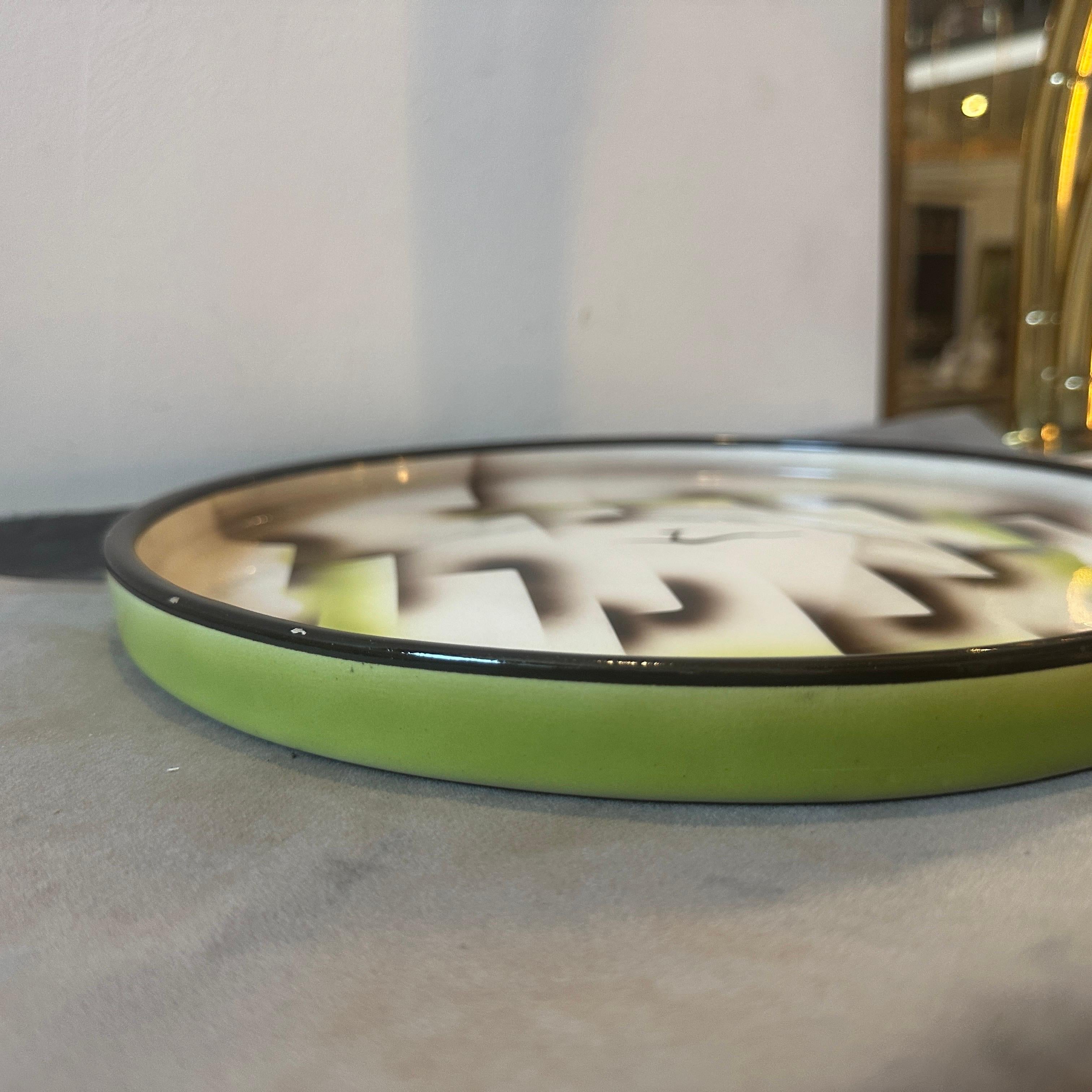 20th Century 1930s Art Deco Ceramic Air Brushed Italian Round Plate by Corrado Lucchesi For Sale