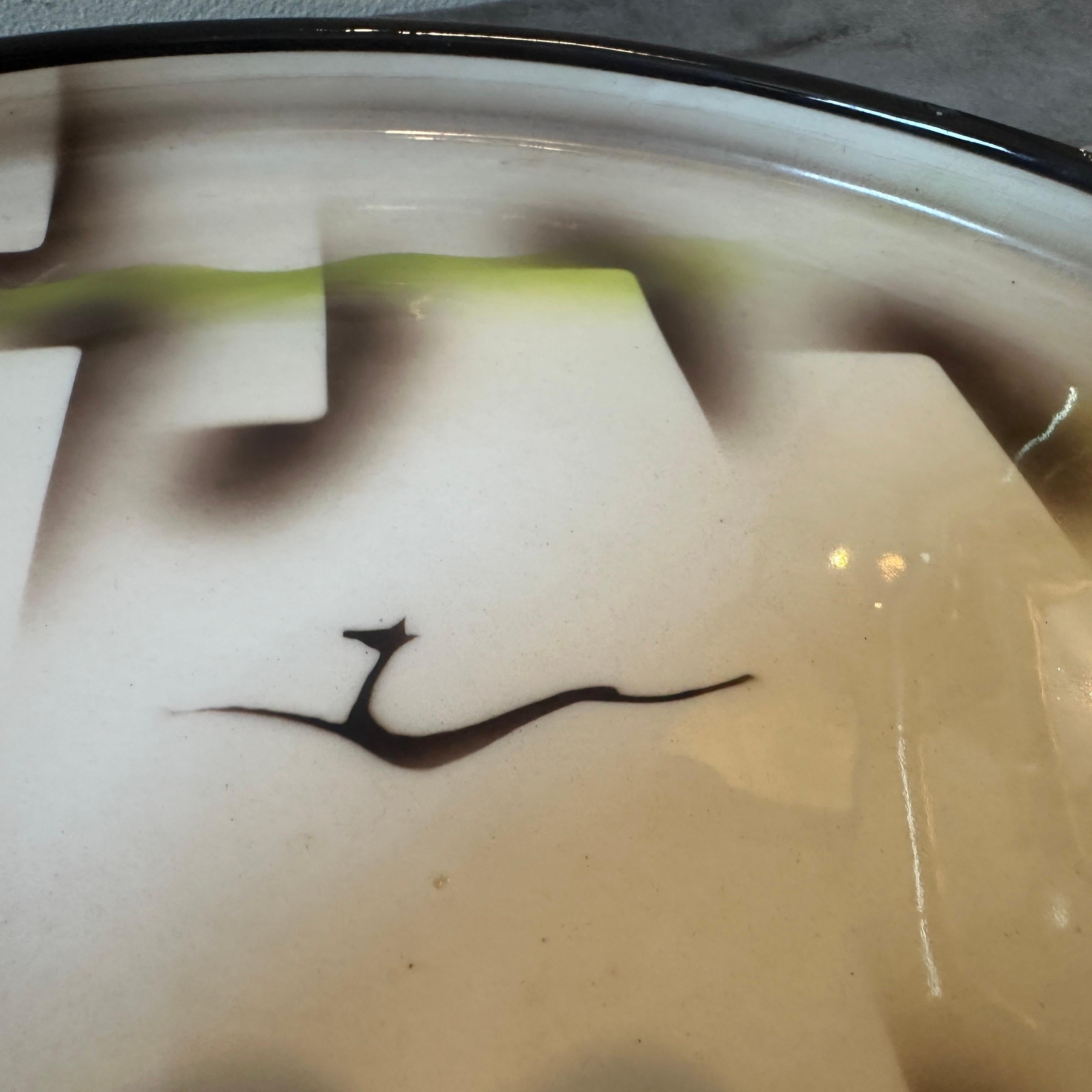 1930s Art Deco Ceramic Air Brushed Italian Round Plate by Corrado Lucchesi For Sale 1