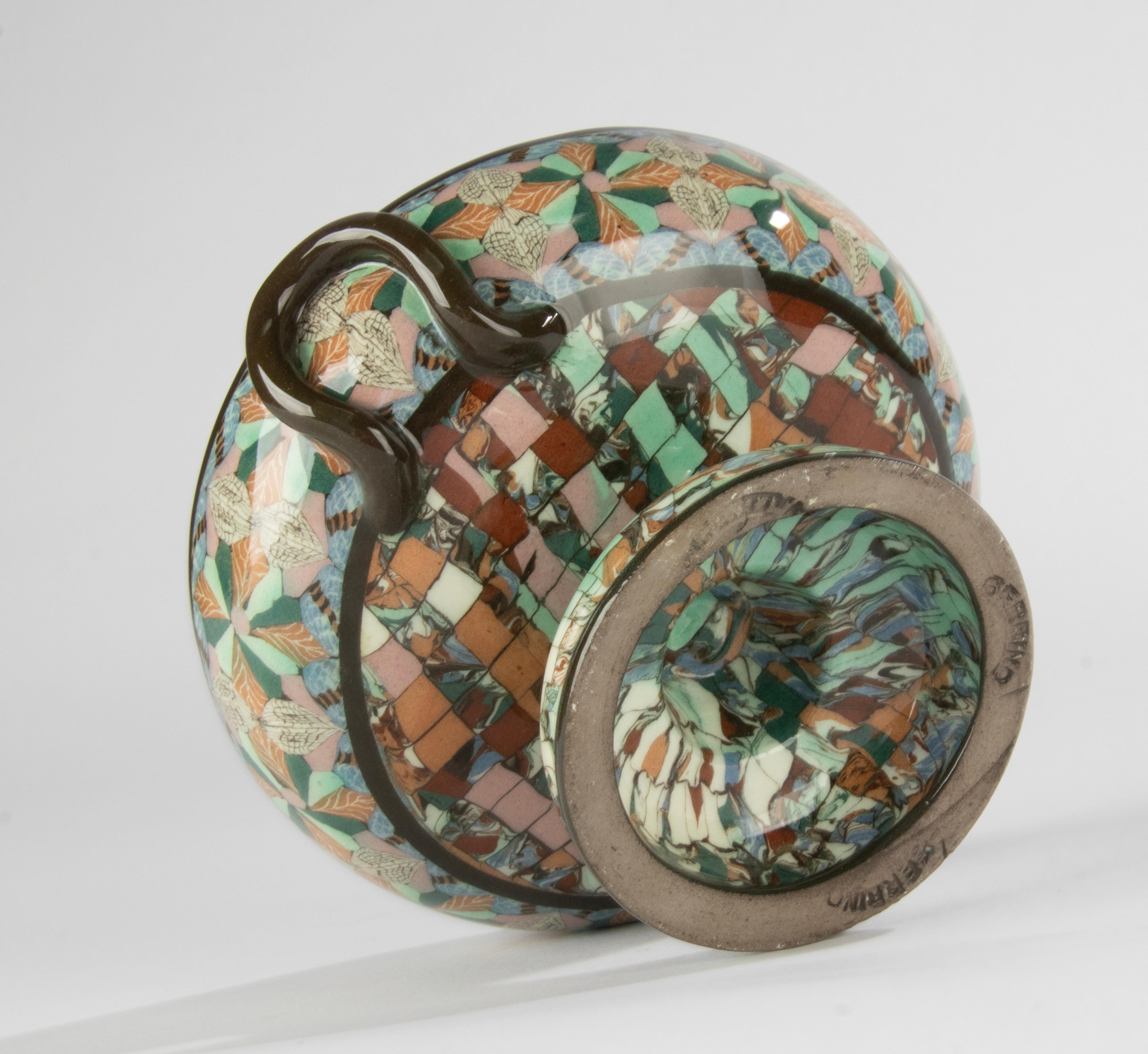 Hand-Crafted 1930s Art Deco Ceramic Dish Designed by Jean Gerbino for Vallauris France