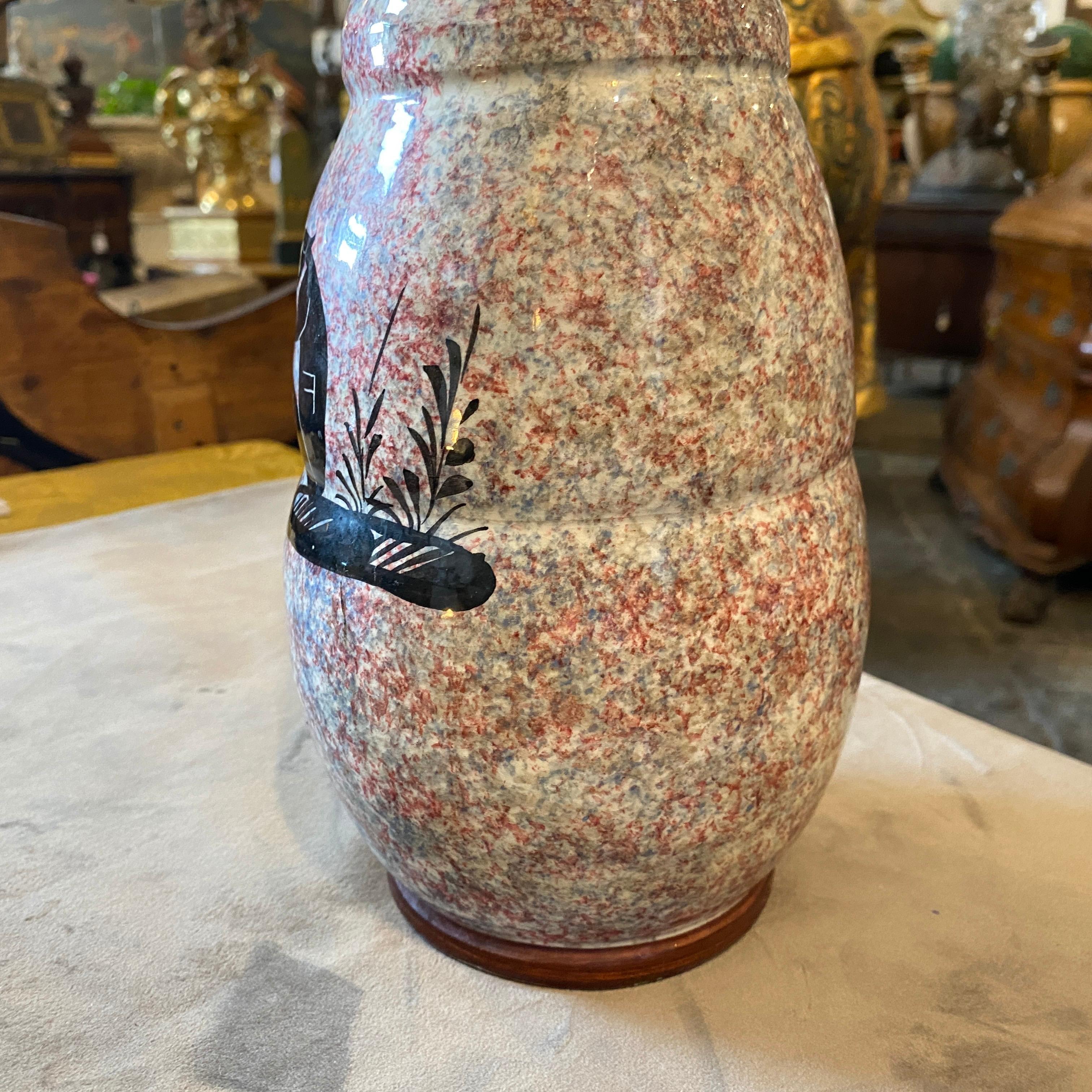 1930er Jahre Art Deco Keramik Italienischer Fischer Vase von Bitossi im Zustand „Gut“ im Angebot in Aci Castello, IT