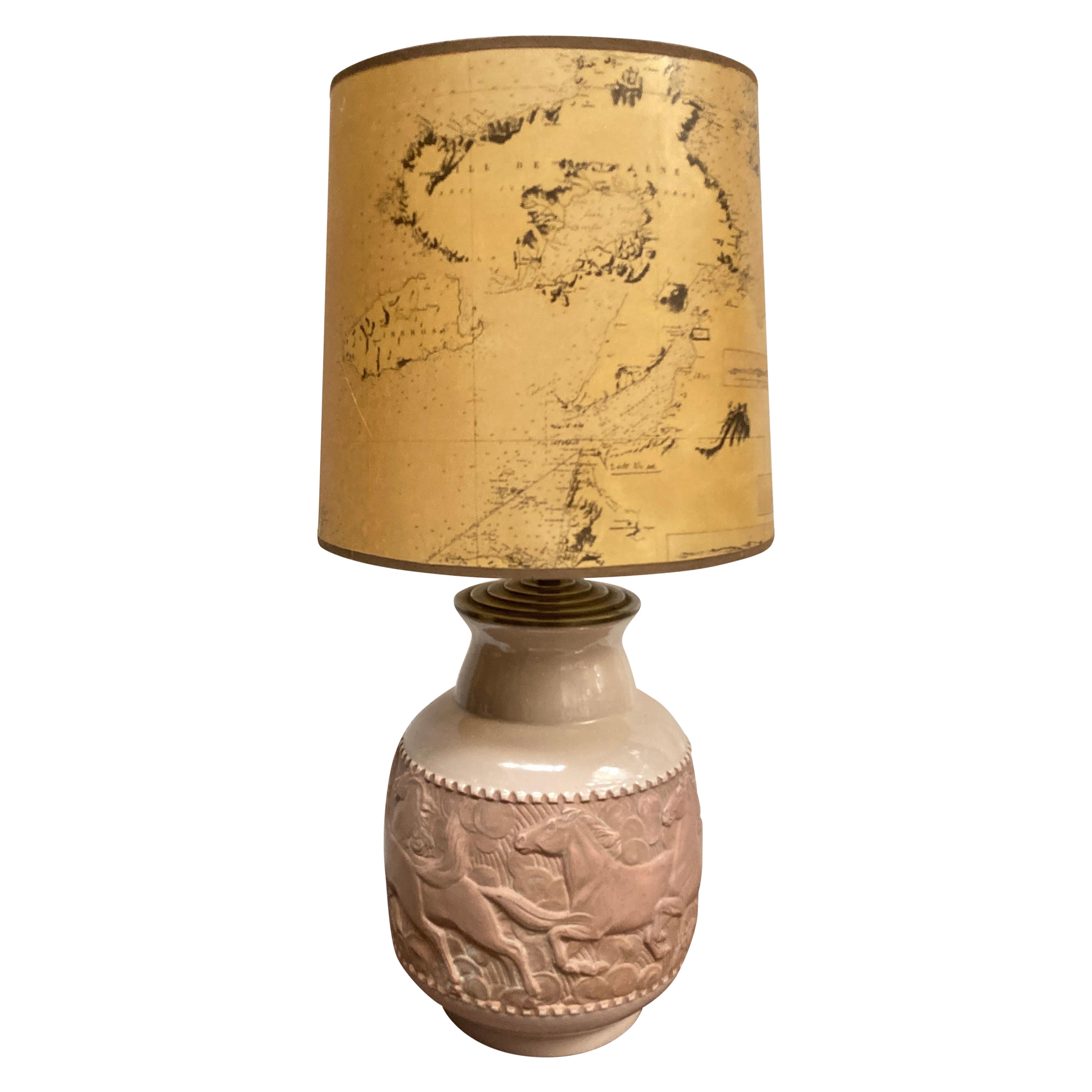 Lampe de table Art Déco en céramique des années 1930 signée Thicot en vente
