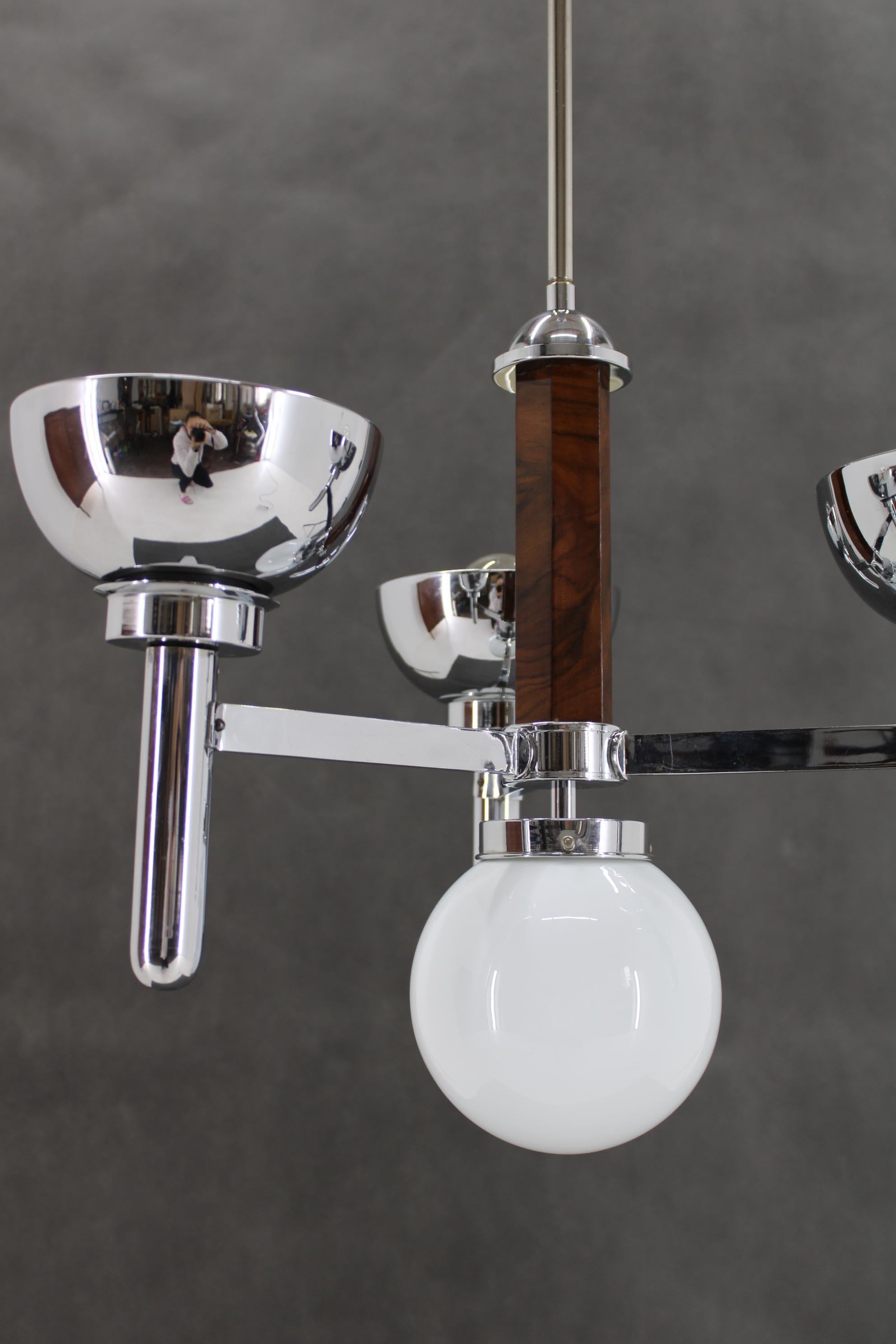 1930s Art Deco Chandelier, Czechoslovakia For Sale 5