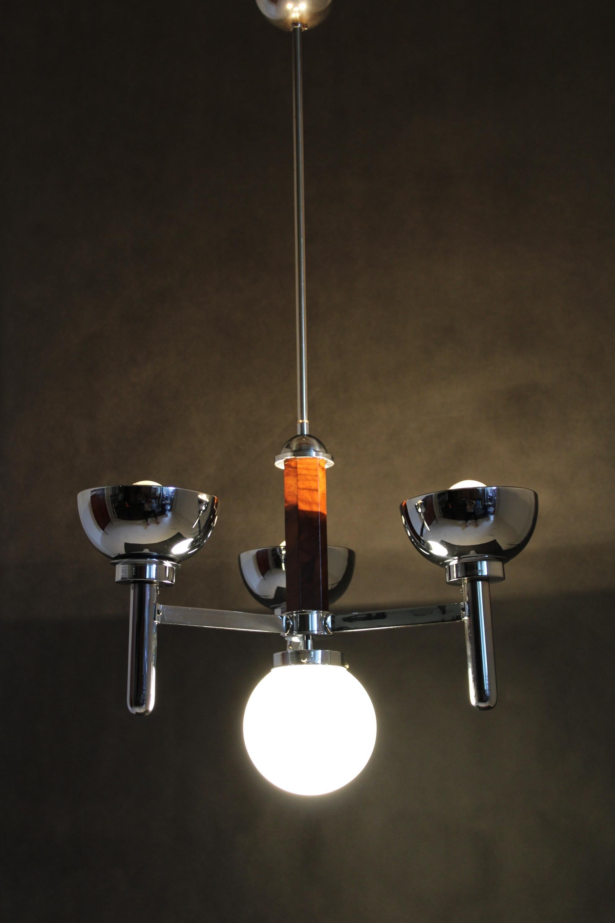1930s Art Deco Chandelier, Czechoslovakia For Sale 6